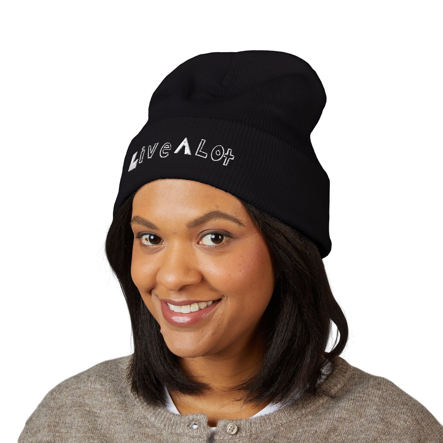 LIVE A LOT - Embroidered Beanie – WHITE (various color options)