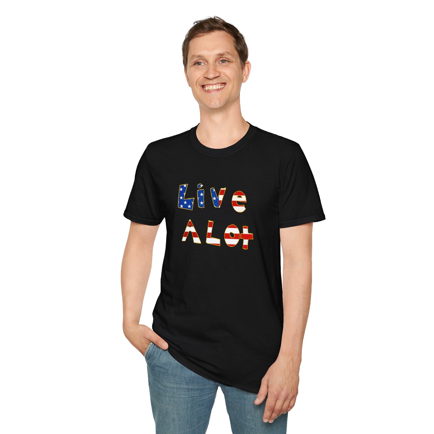 Live A Lot Tee — American Flag Edition (Multiple Color Options)