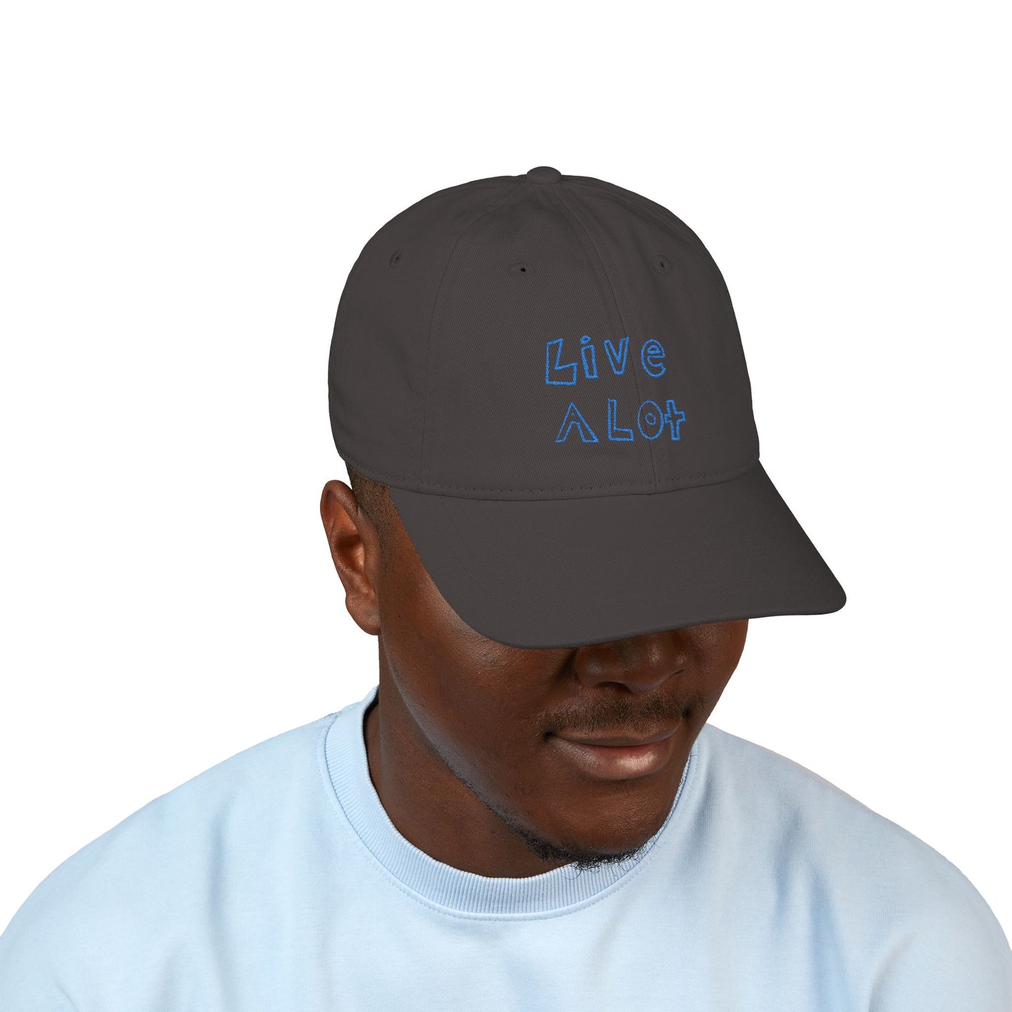 LIVE A LOT - Dad Cap – Bold Blue Embroidery (various color options)