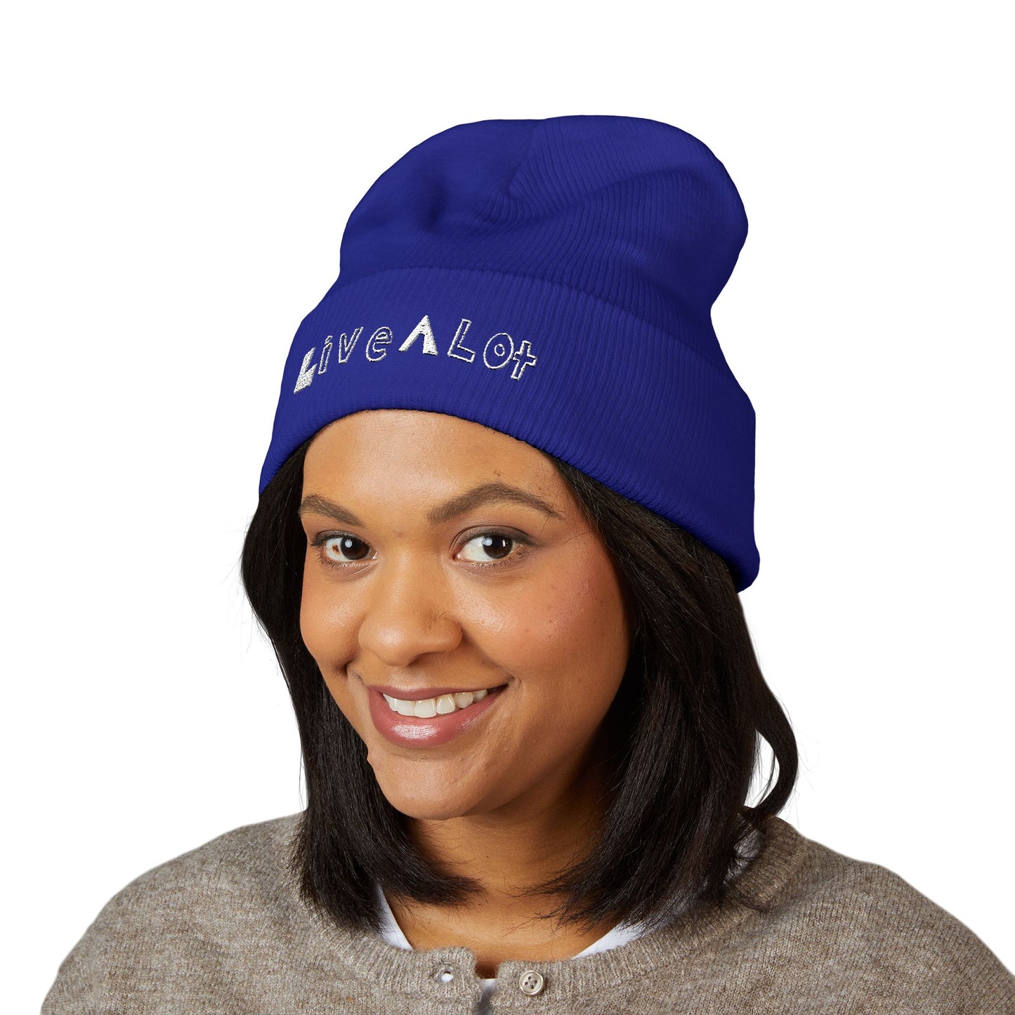 LIVE A LOT - Embroidered Beanie – WHITE (various color options)