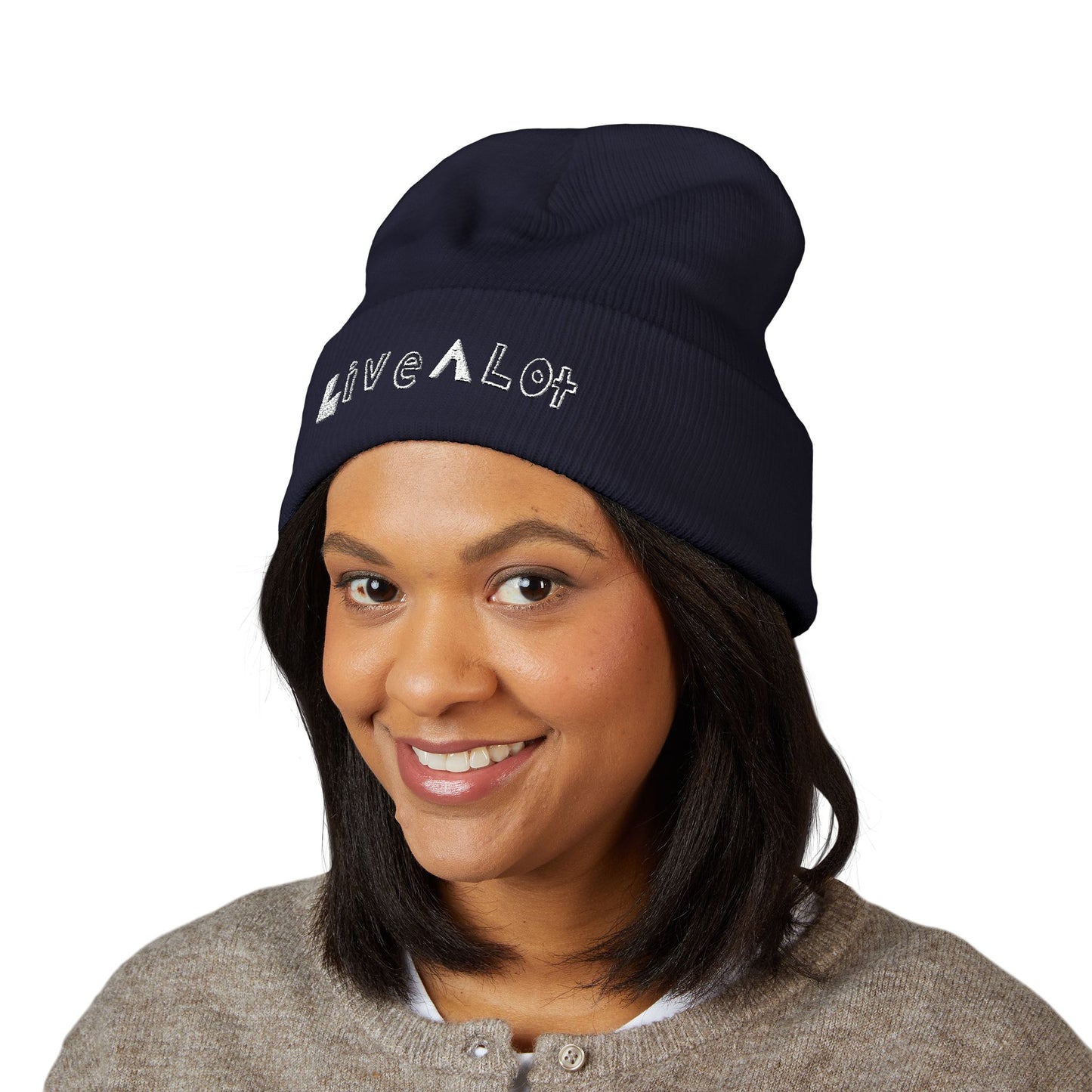 LIVE A LOT - Embroidered Beanie – WHITE (various color options)