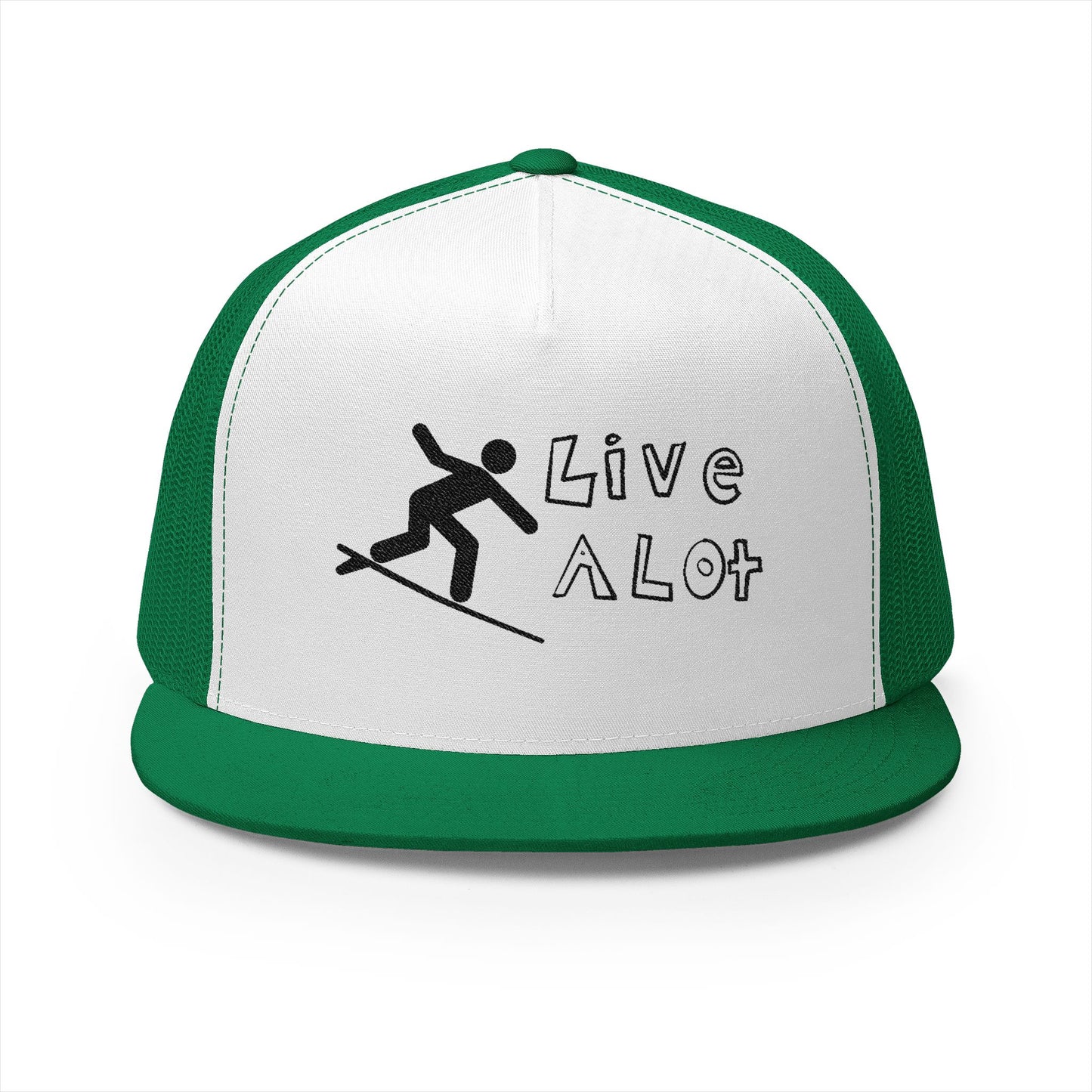 Live A Lot Panel Trucker Cap – Surfer Silhouette Edition