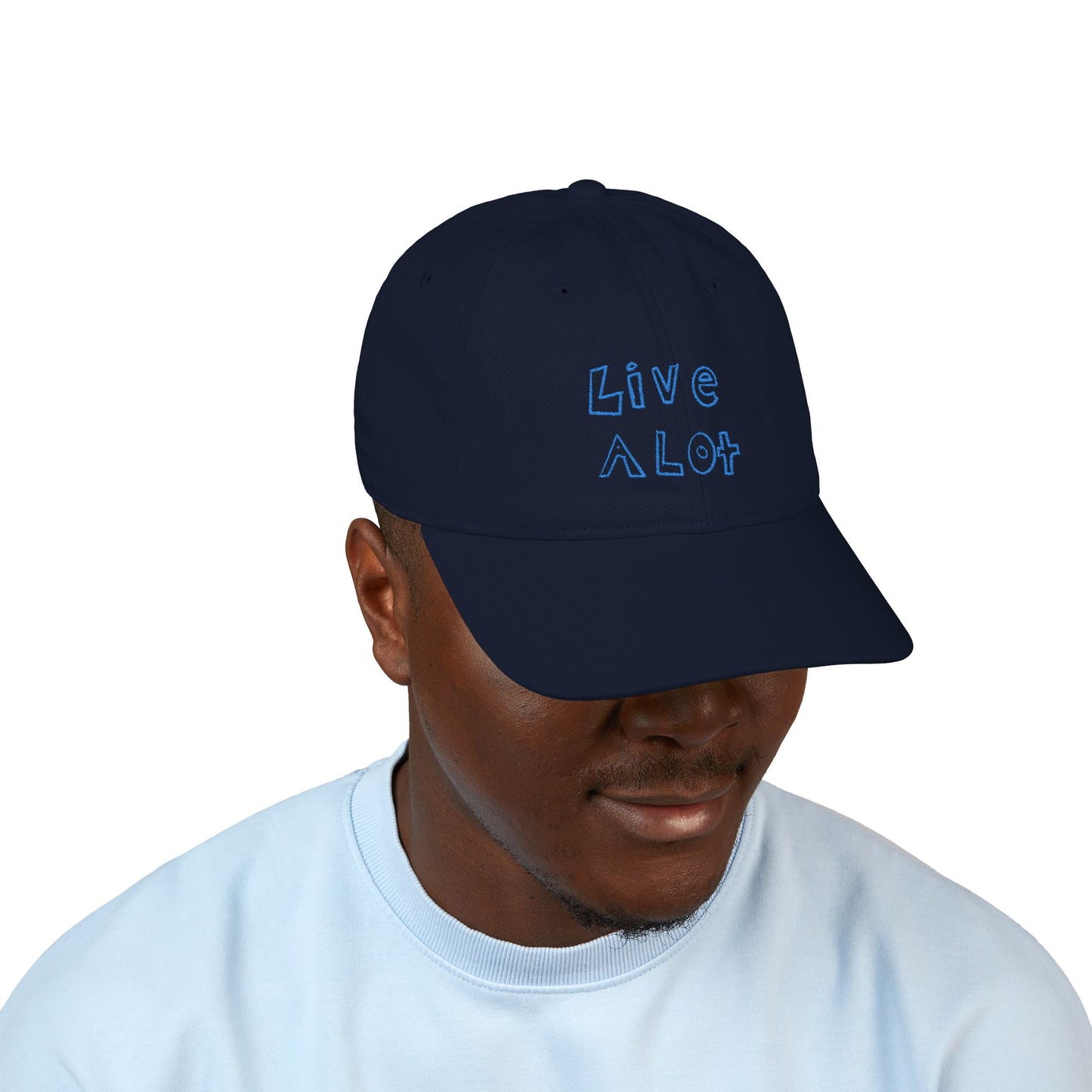 LIVE A LOT - Dad Cap – Bold Blue Embroidery (various color options)
