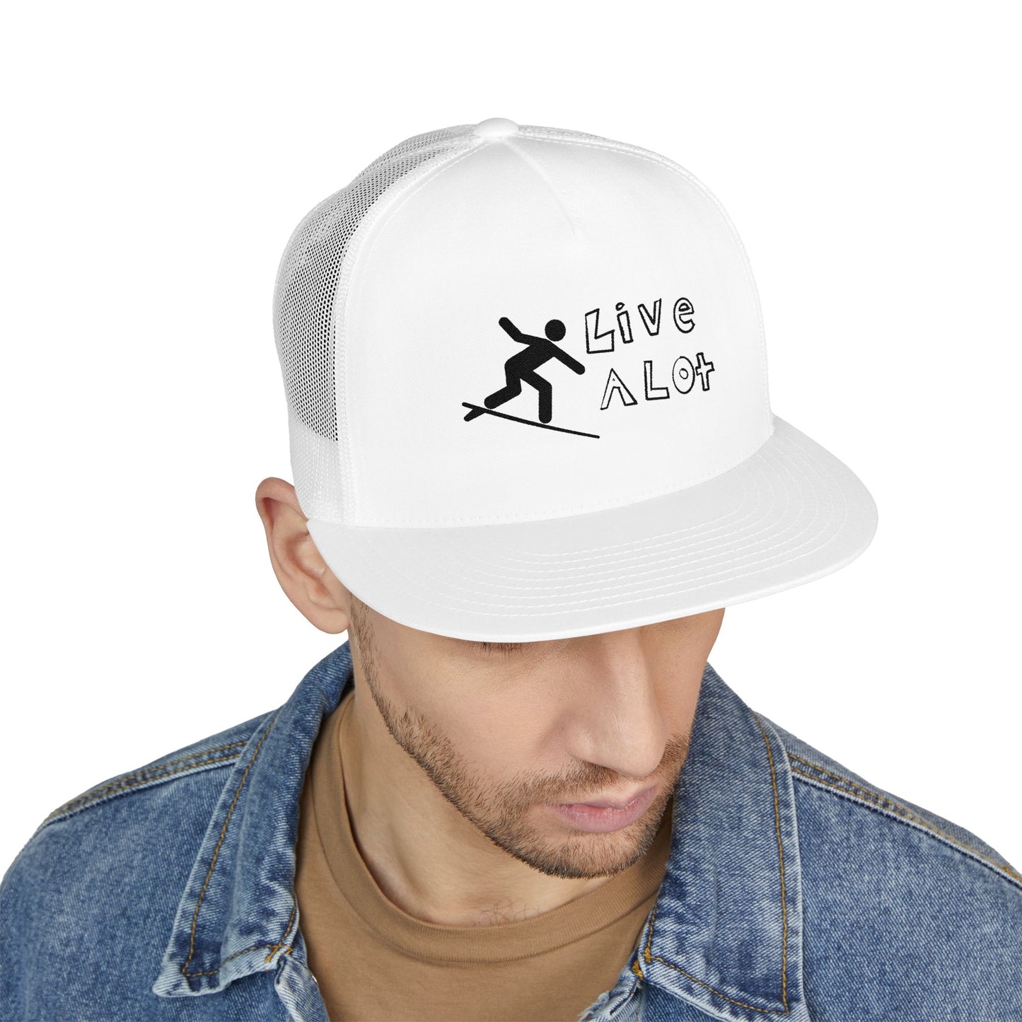 Live A Lot Panel Trucker Cap – Surfer Silhouette Edition