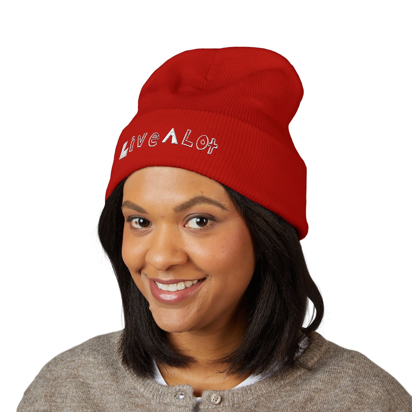 LIVE A LOT - Embroidered Beanie – WHITE (various color options)