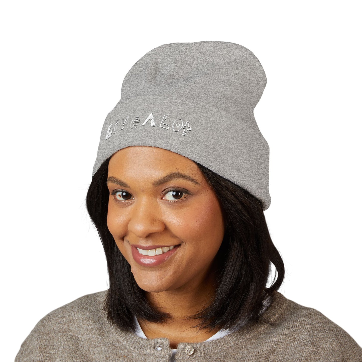 LIVE A LOT - Embroidered Beanie – WHITE (various color options)
