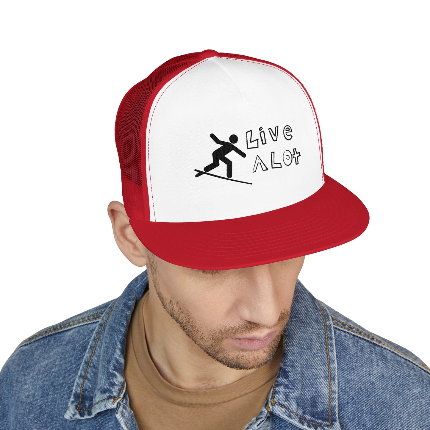 Live A Lot Panel Trucker Cap – Surfer Silhouette Edition