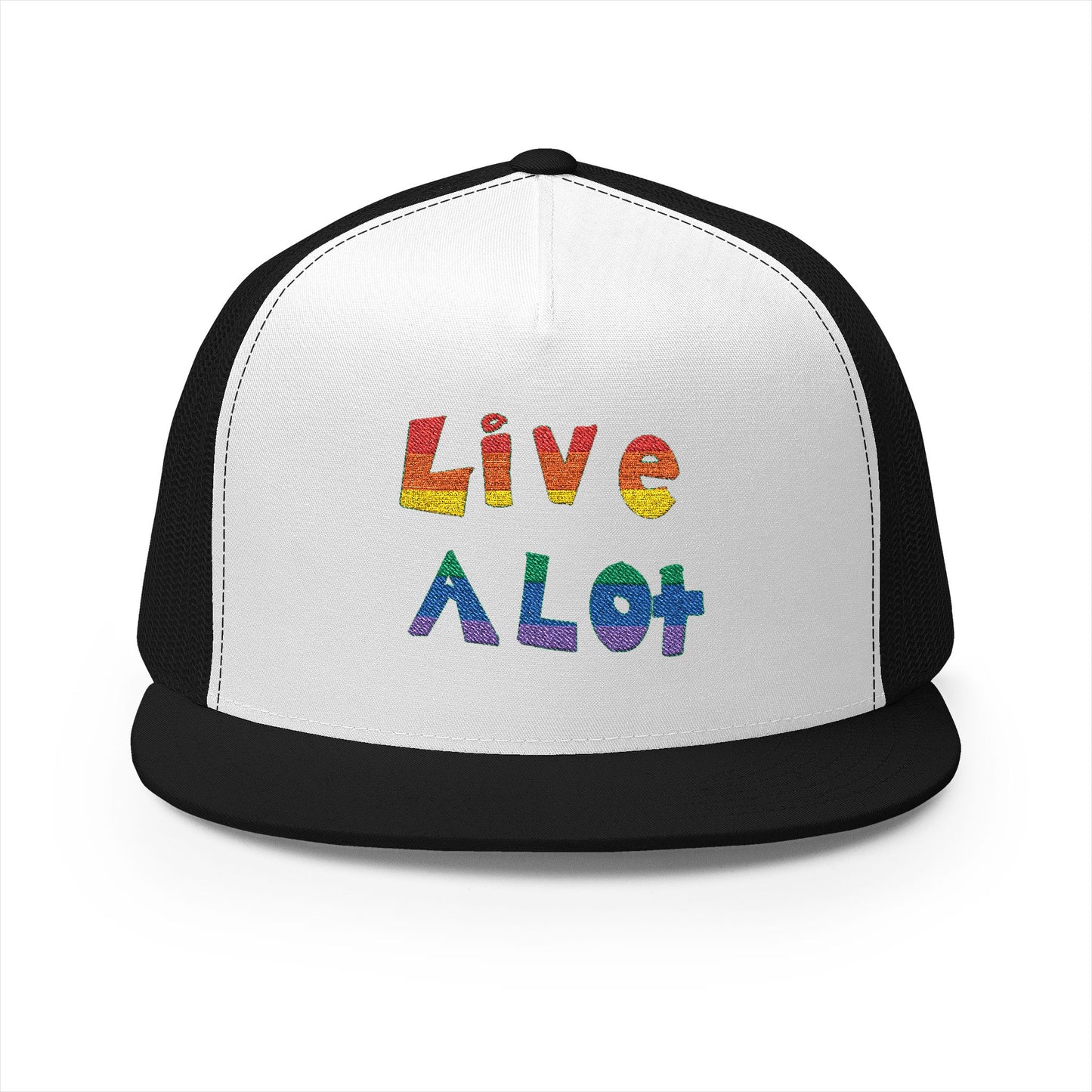 LIVE A LOT – Rainbow / Pride Edition Trucker Cap (multiple color options)