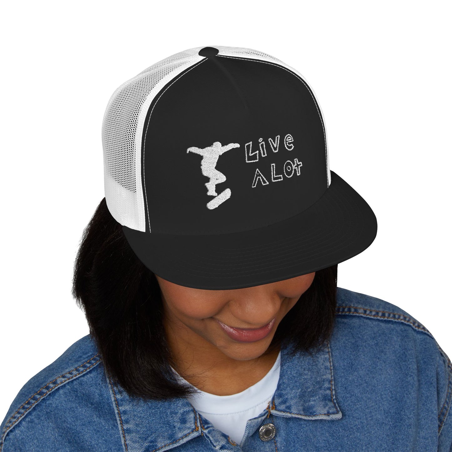 Live A Lot Panel Trucker Cap – Skateboarder Edition