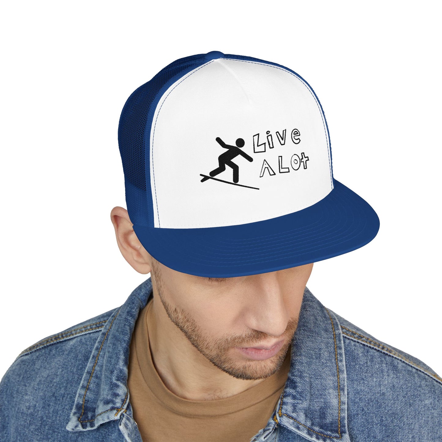 Live A Lot Panel Trucker Cap – Surfer Silhouette Edition