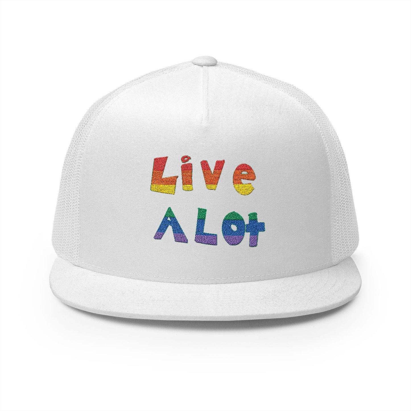 LIVE A LOT – Rainbow / Pride Edition Trucker Cap (multiple color options)