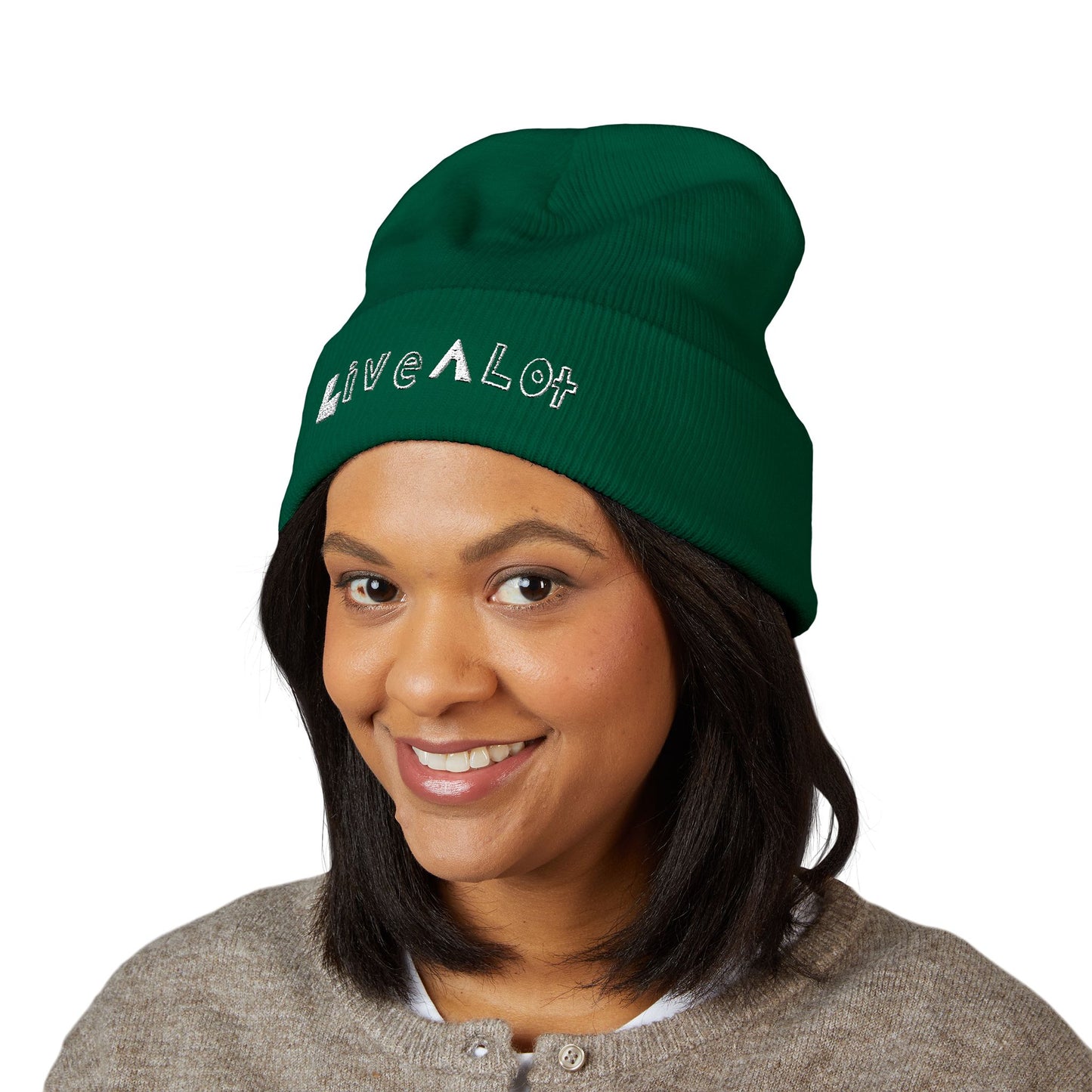 LIVE A LOT - Embroidered Beanie – WHITE (various color options)