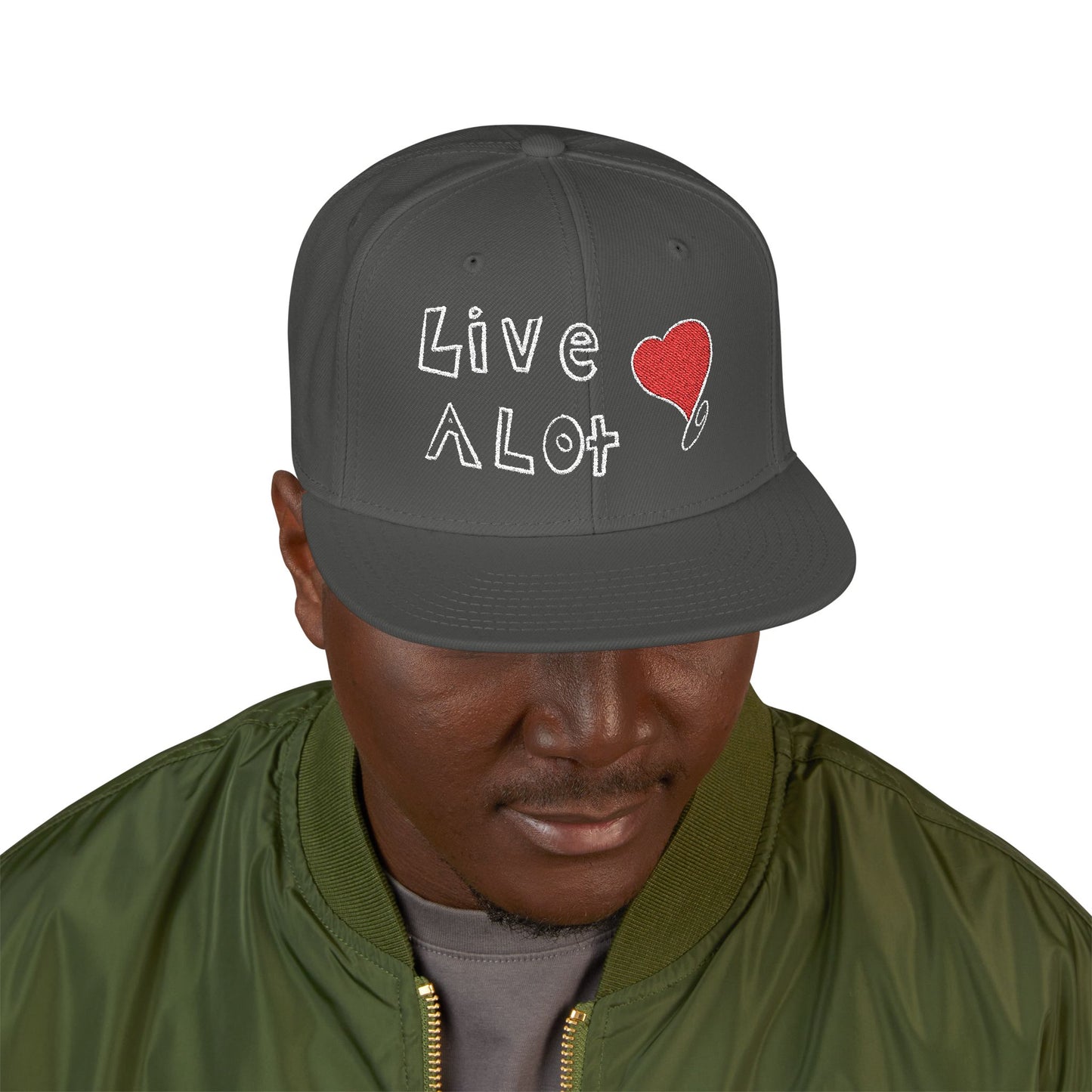 LIVE A LOT (Heart): Snapback Hat (many color combinations)