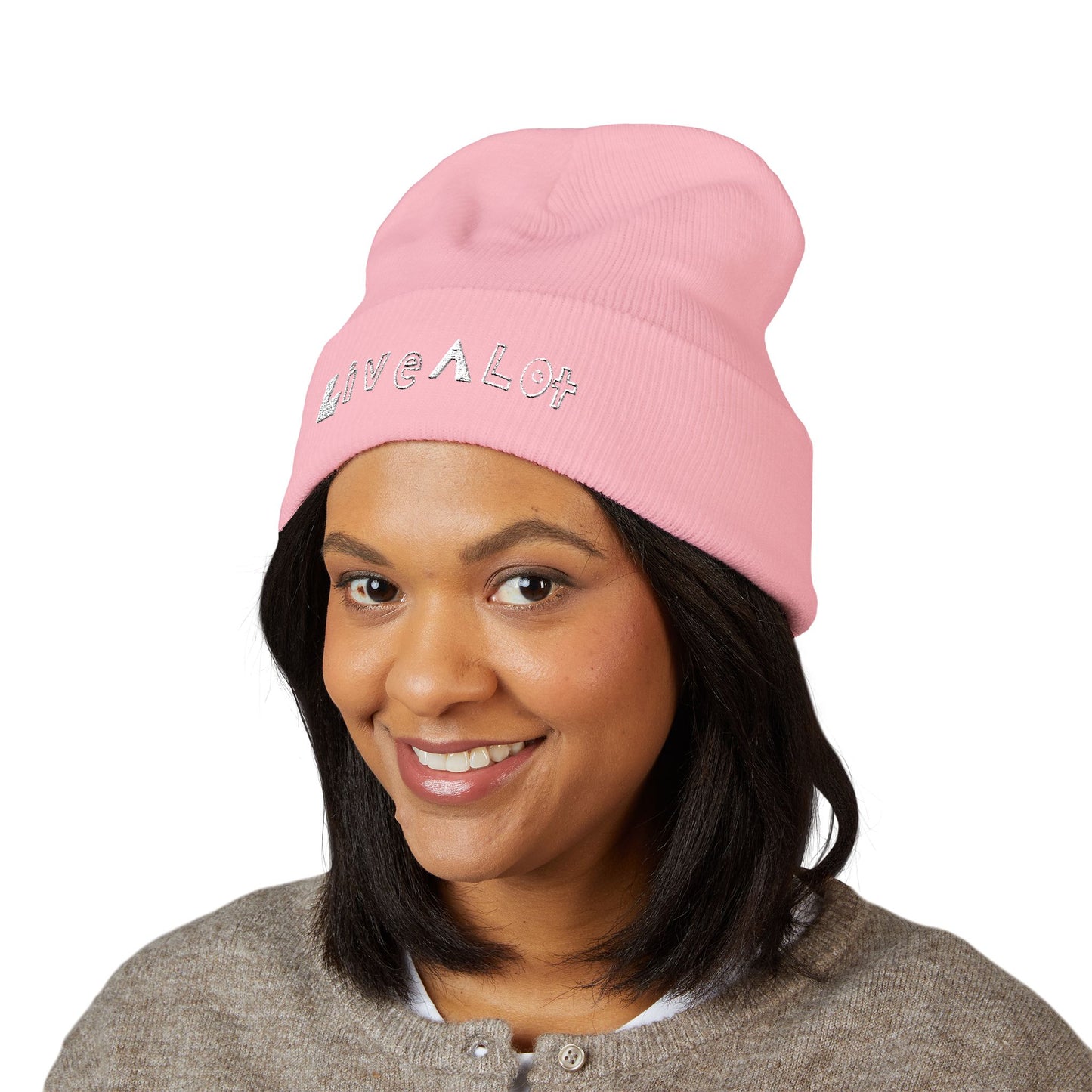 LIVE A LOT - Embroidered Beanie – WHITE (various color options)