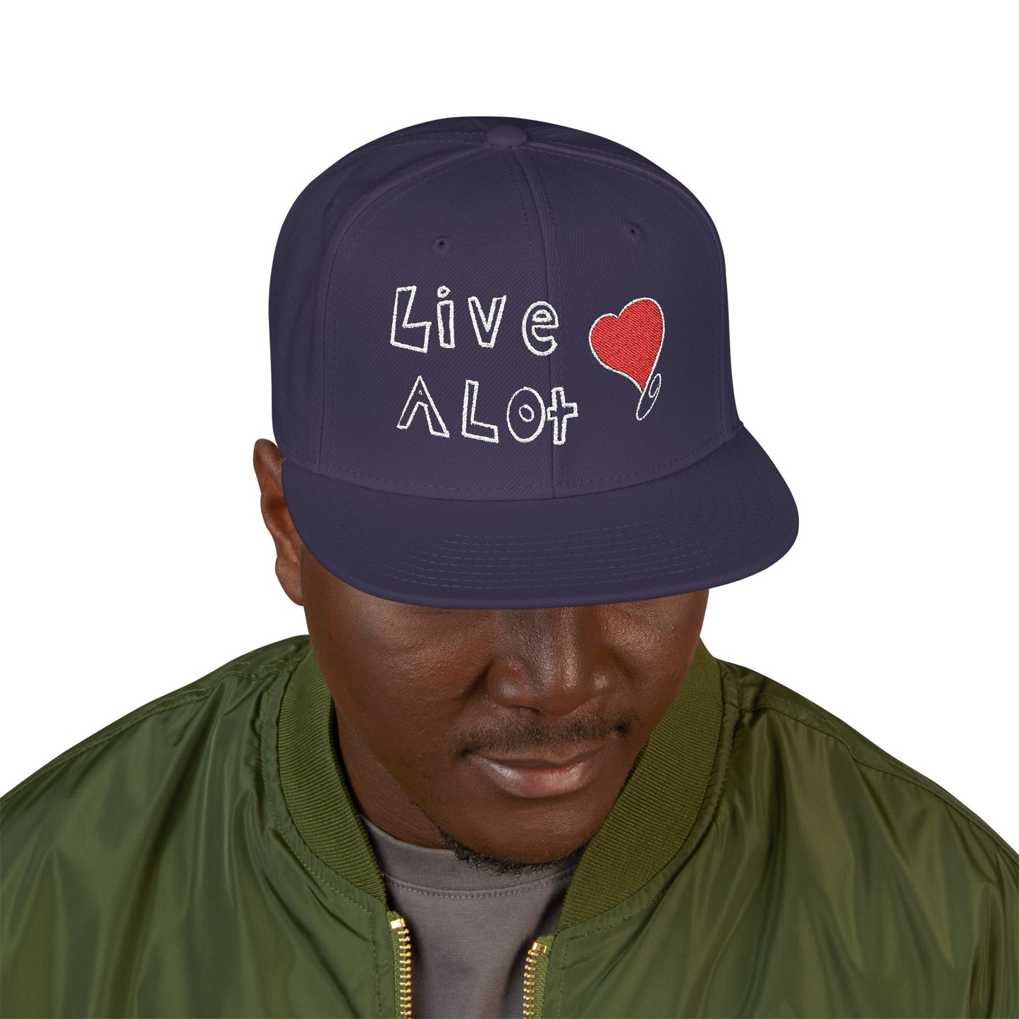 LIVE A LOT (Heart): Snapback Hat (many color combinations)