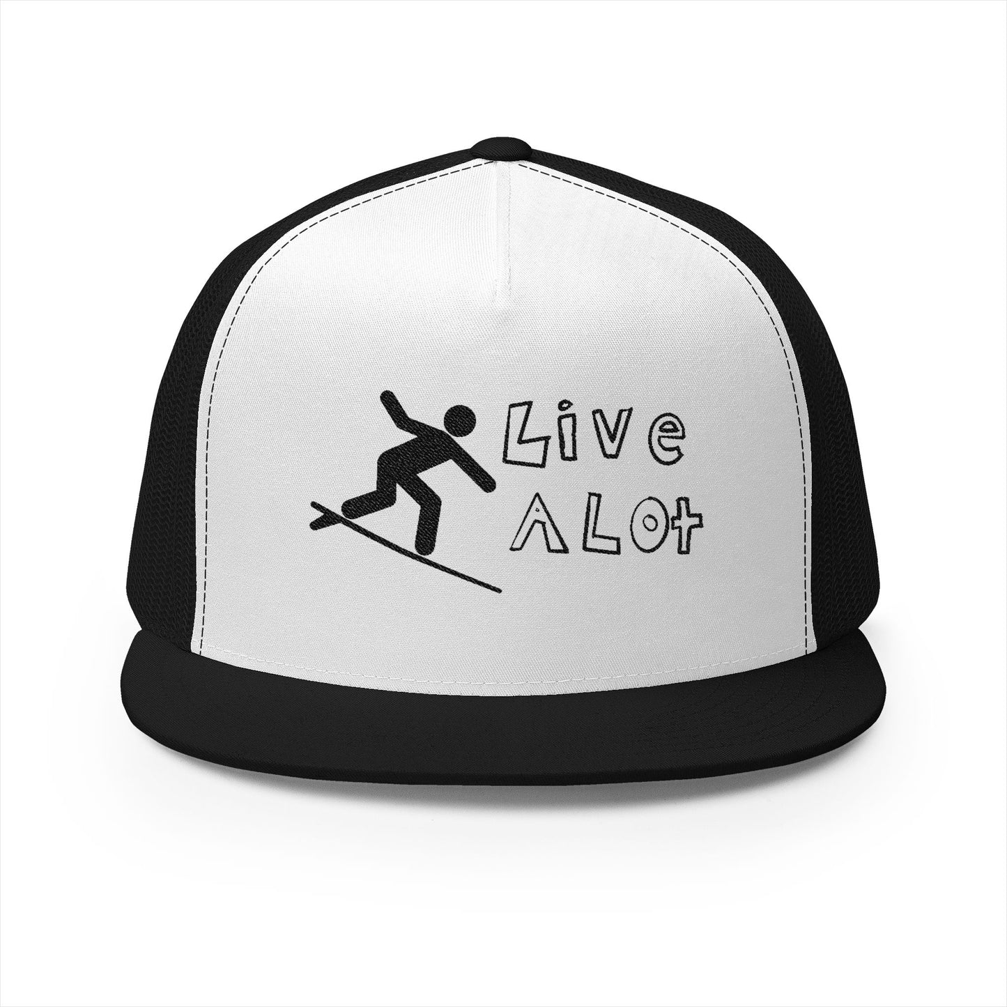 Live A Lot Panel Trucker Cap – Surfer Silhouette Edition