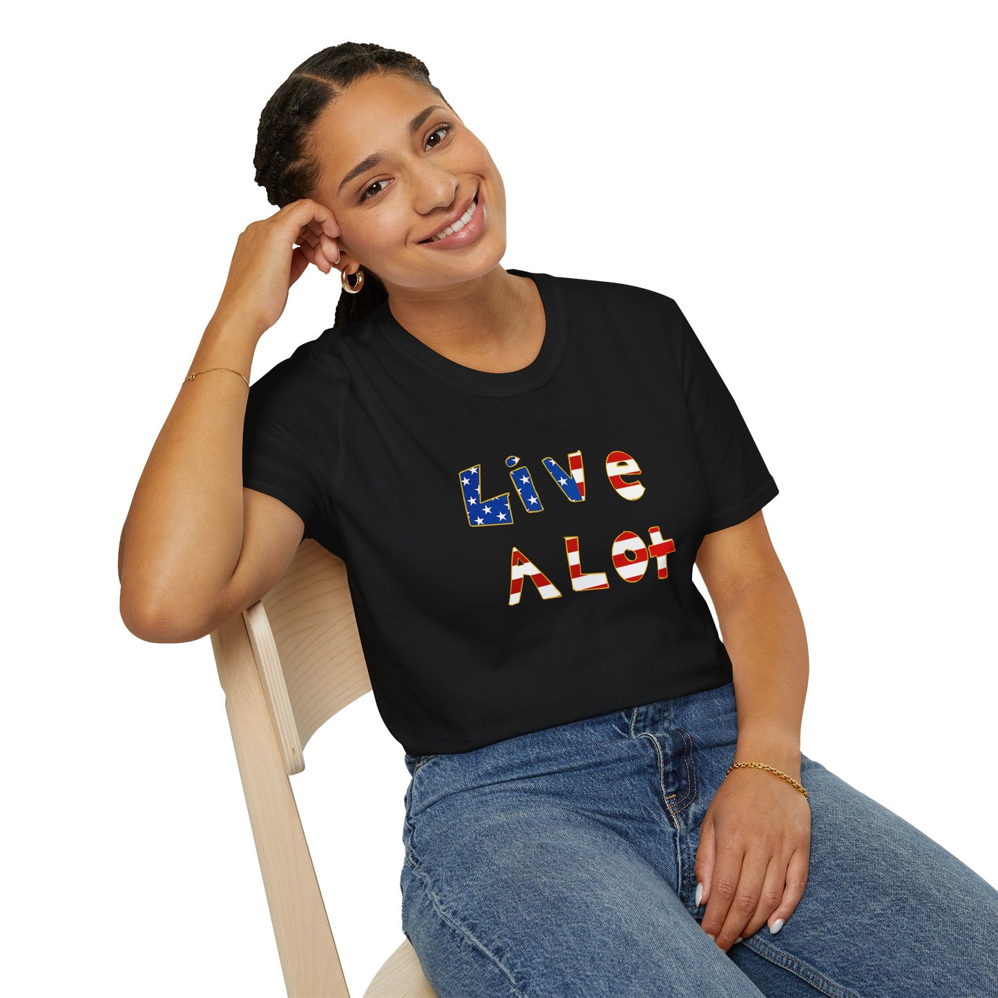 Live A Lot Tee — American Flag Edition (Multiple Color Options)