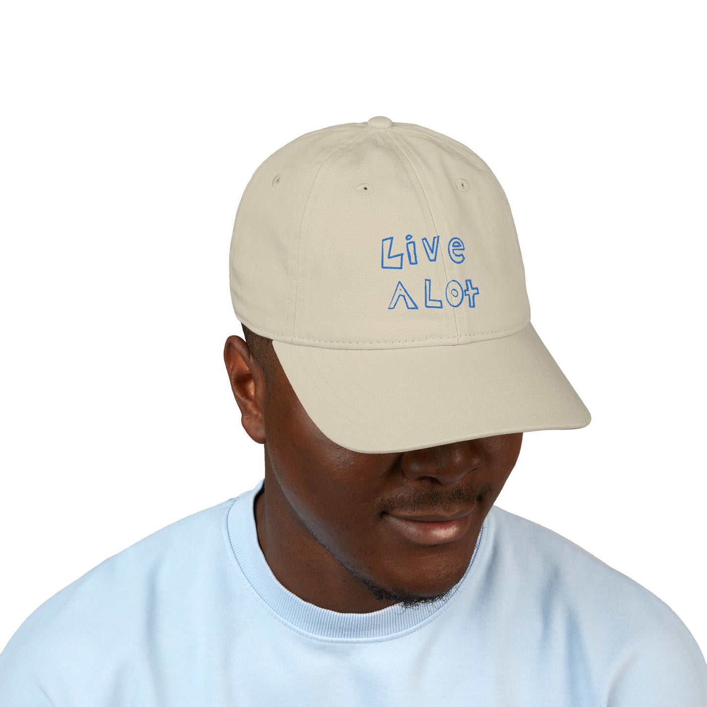 LIVE A LOT - Dad Cap – Bold Blue Embroidery (various color options)