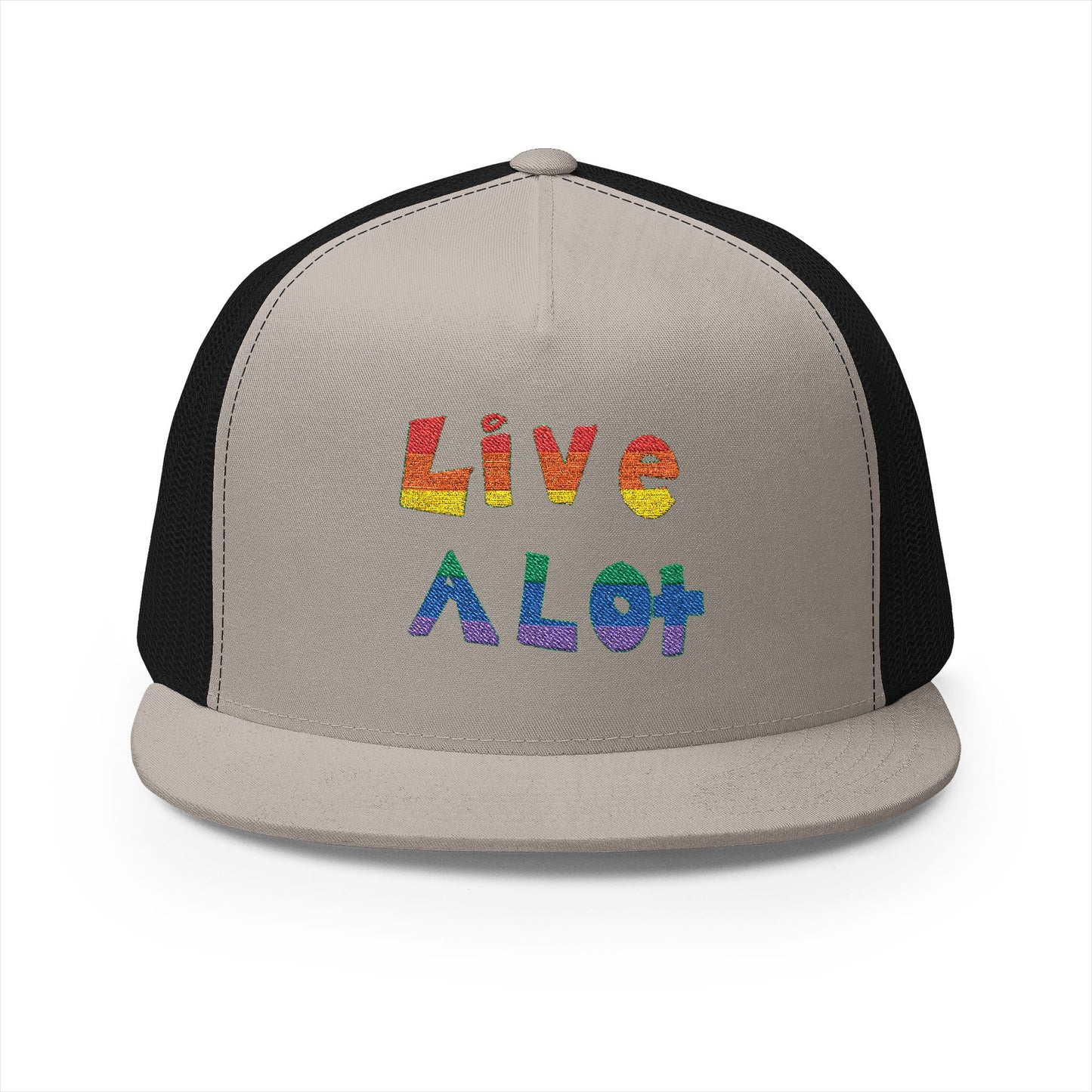 LIVE A LOT – Rainbow / Pride Edition Trucker Cap (multiple color options)