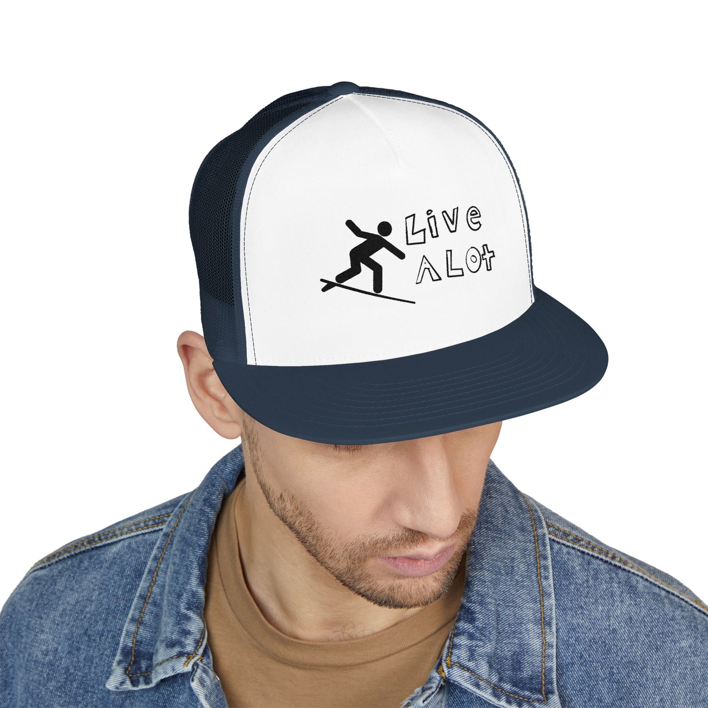 Live A Lot Panel Trucker Cap – Surfer Silhouette Edition