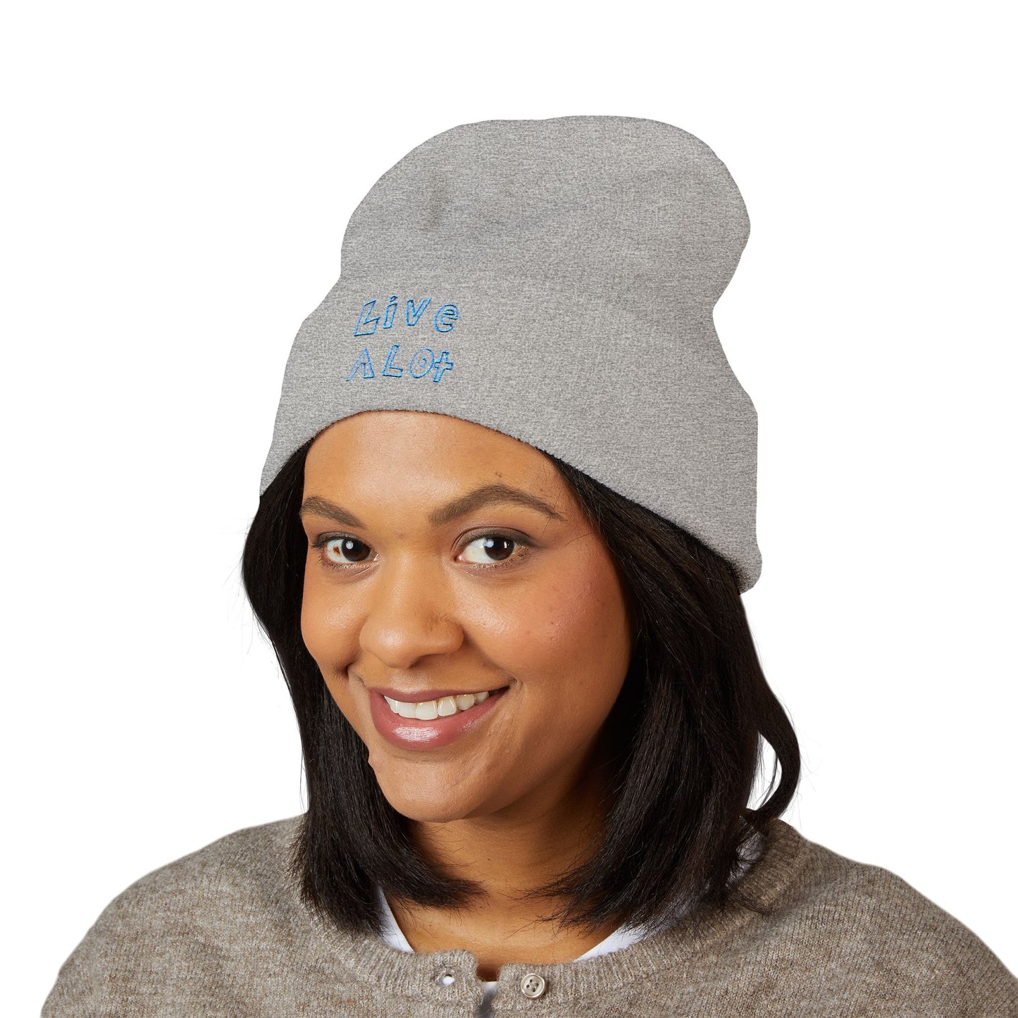 LIVE A LOT - Embroidered Beanie – Aqua/Teal (various color options)