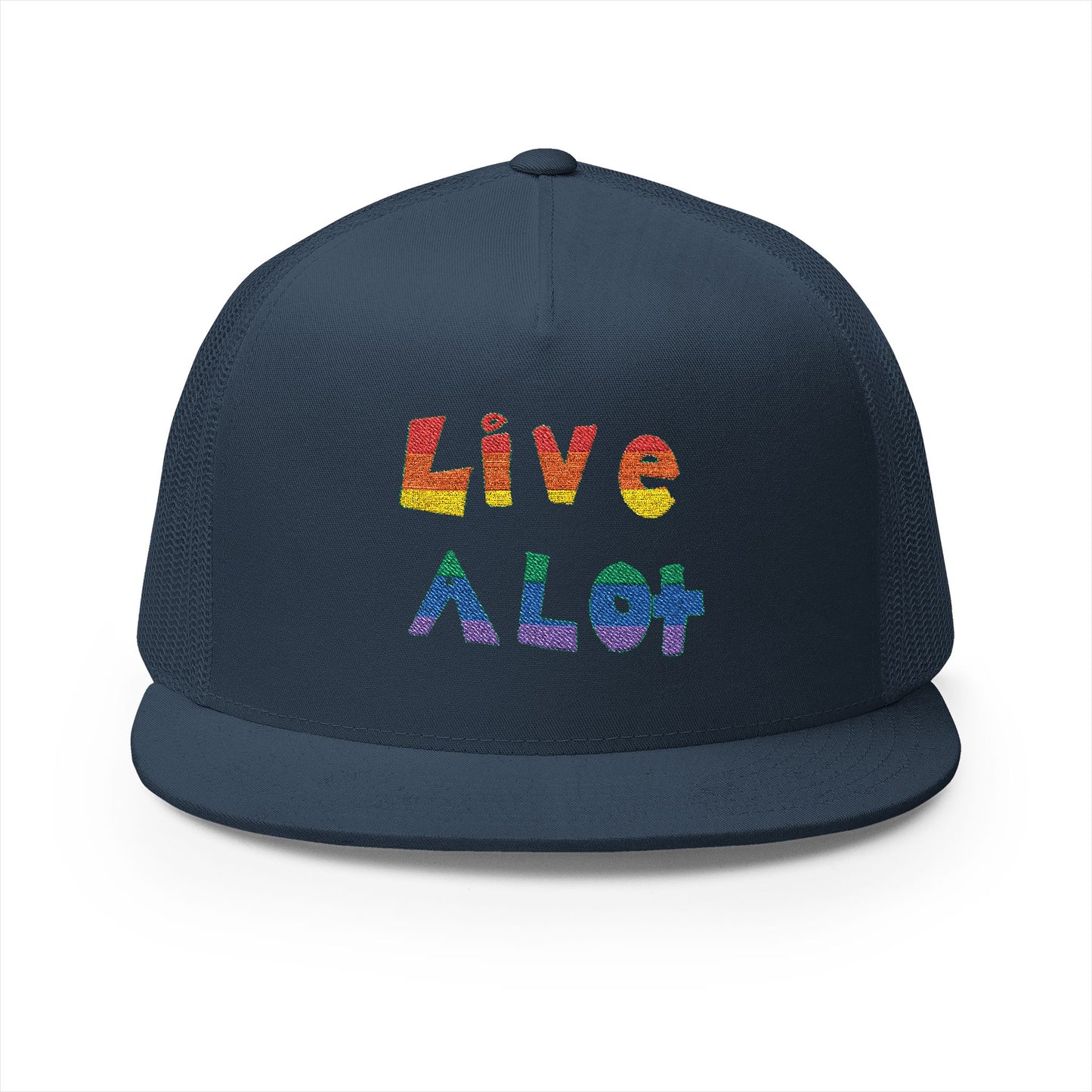 LIVE A LOT – Rainbow / Pride Edition Trucker Cap (multiple color options)