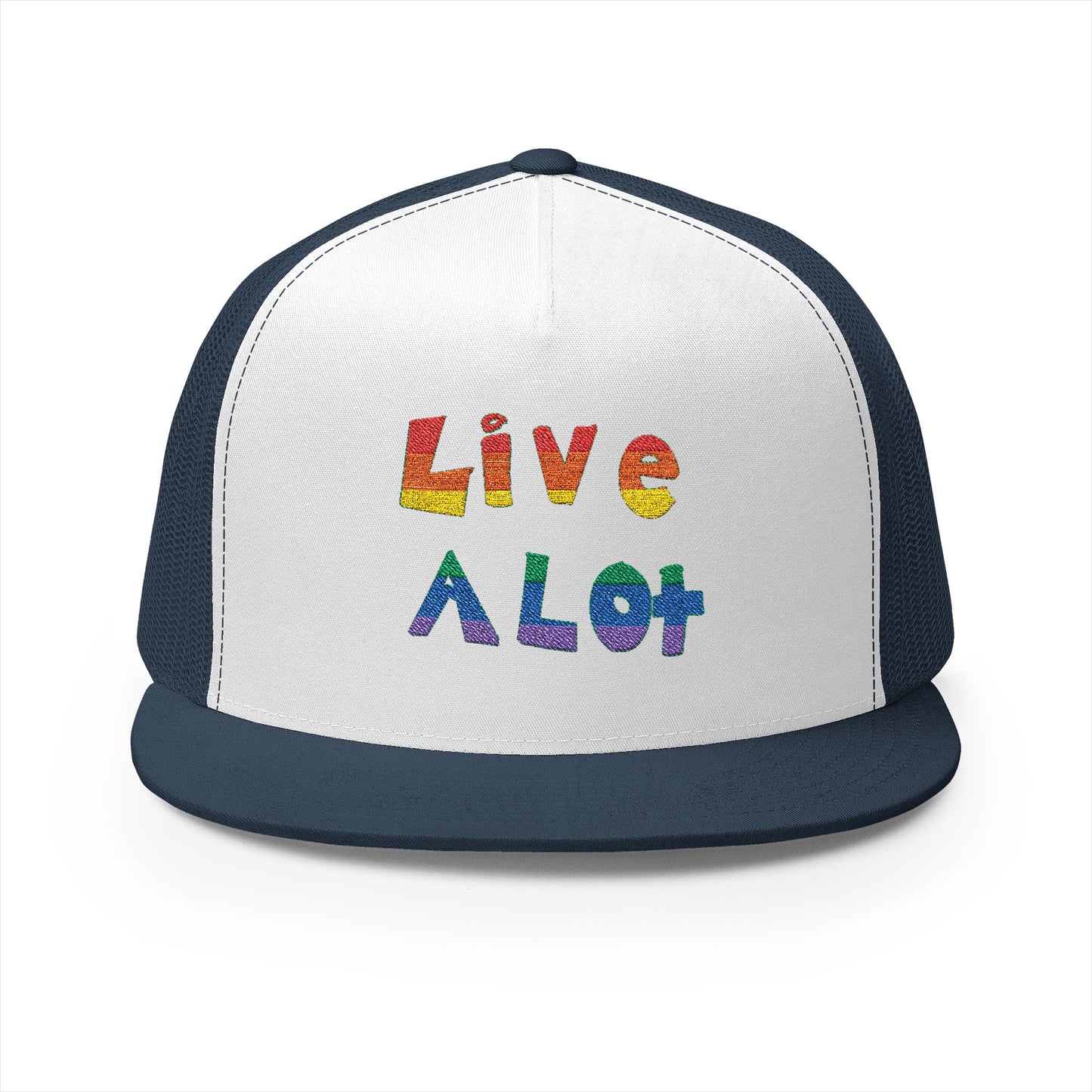 LIVE A LOT – Rainbow / Pride Edition Trucker Cap (multiple color options)