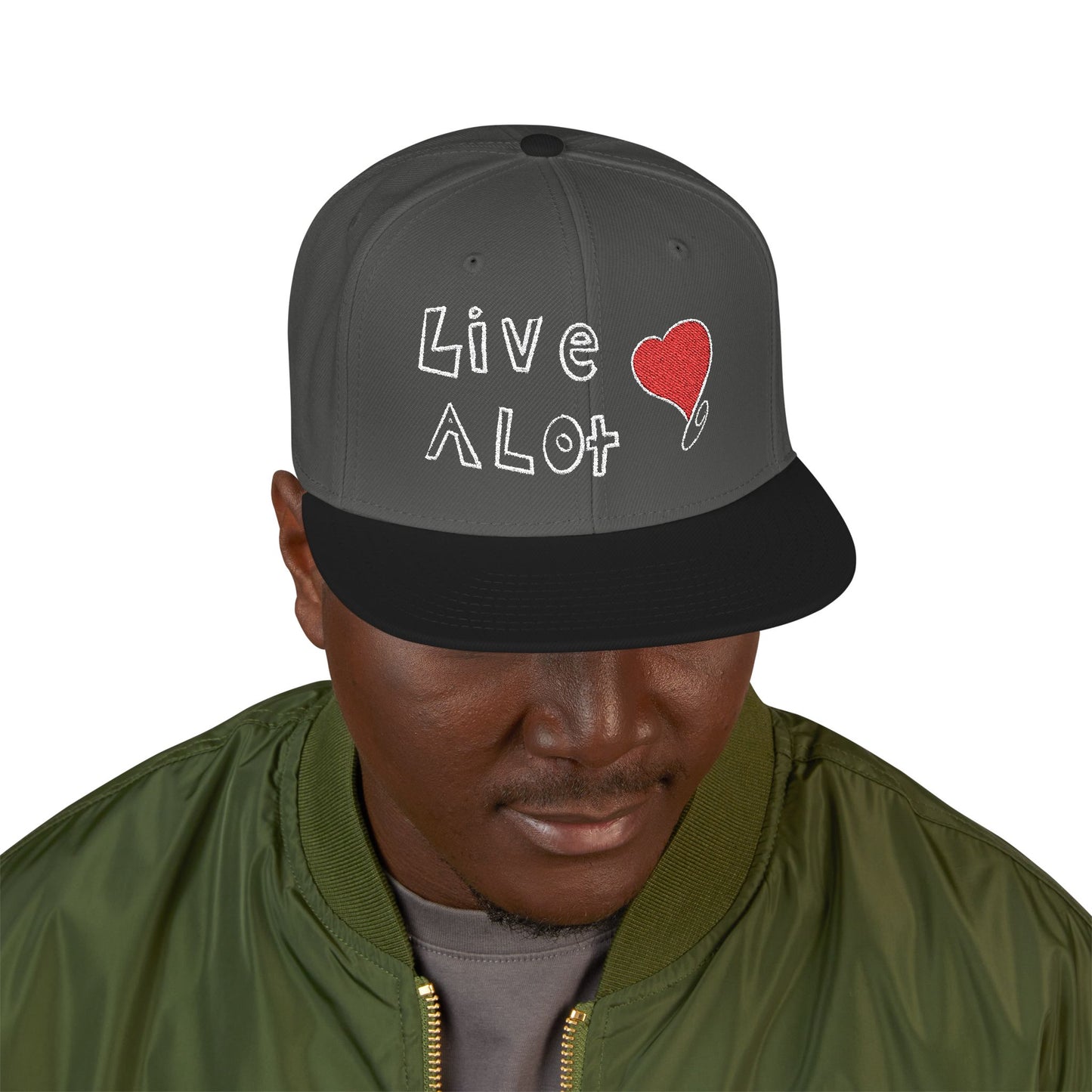 LIVE A LOT (Heart): Snapback Hat (many color combinations)