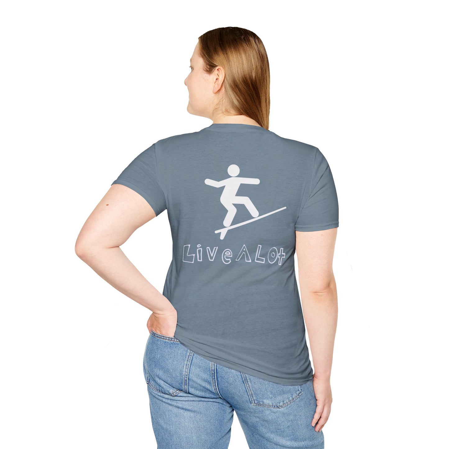 Live A Lot - Surfer Tee — Front & Back Print (Multiple Color Options)