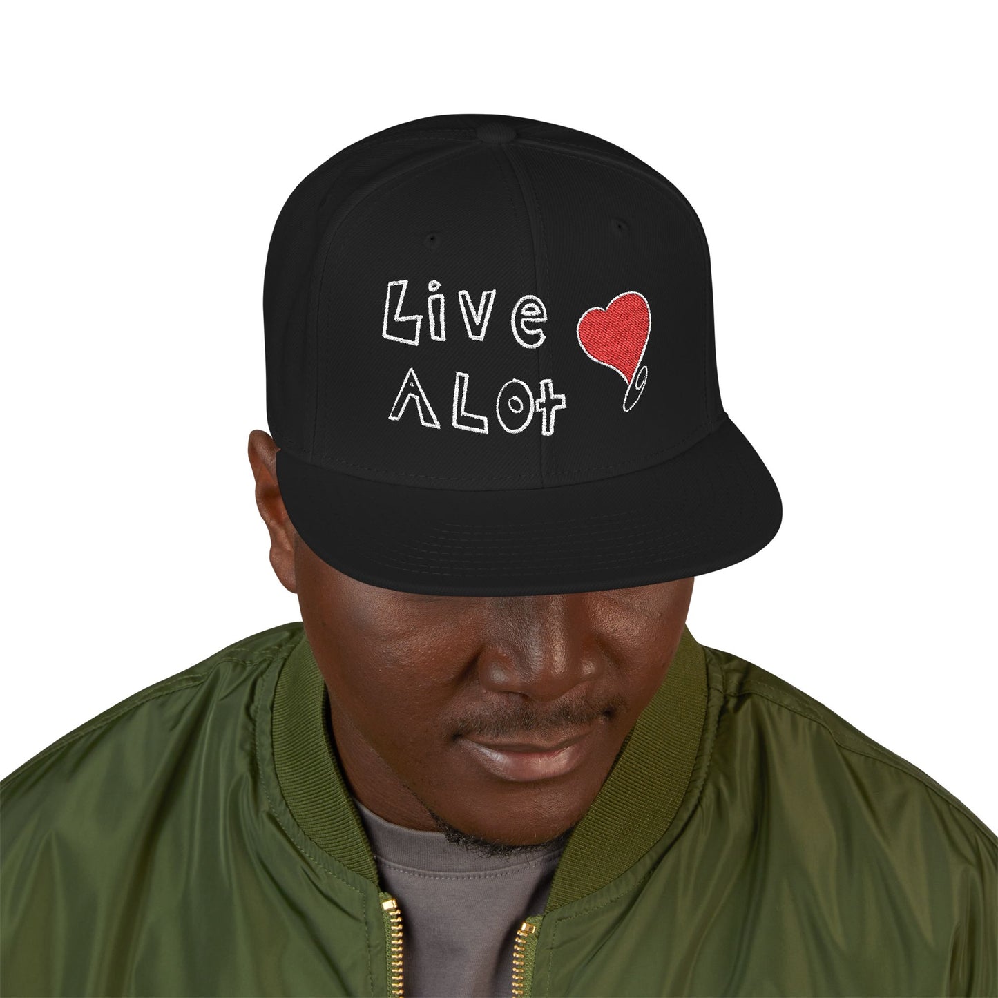 LIVE A LOT (Heart): Snapback Hat (many color combinations)