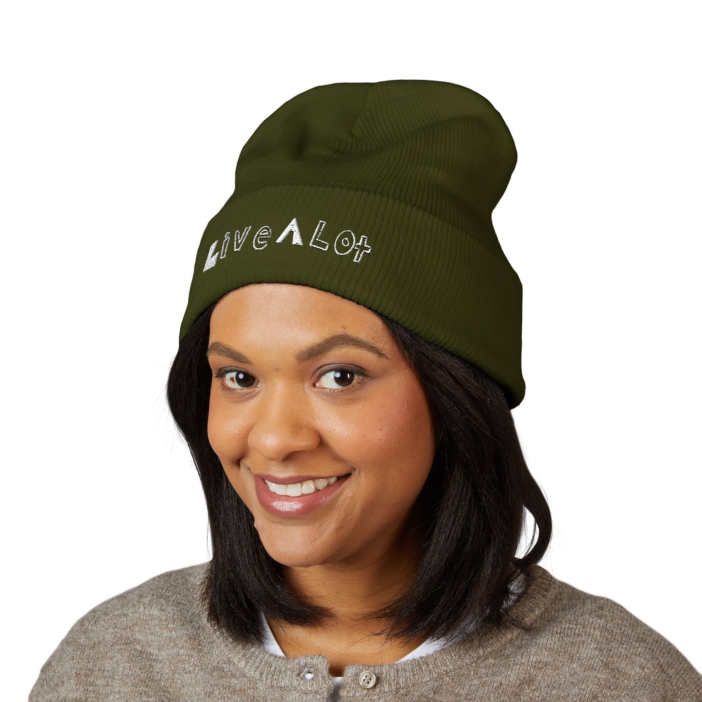 LIVE A LOT - Embroidered Beanie – WHITE (various color options)