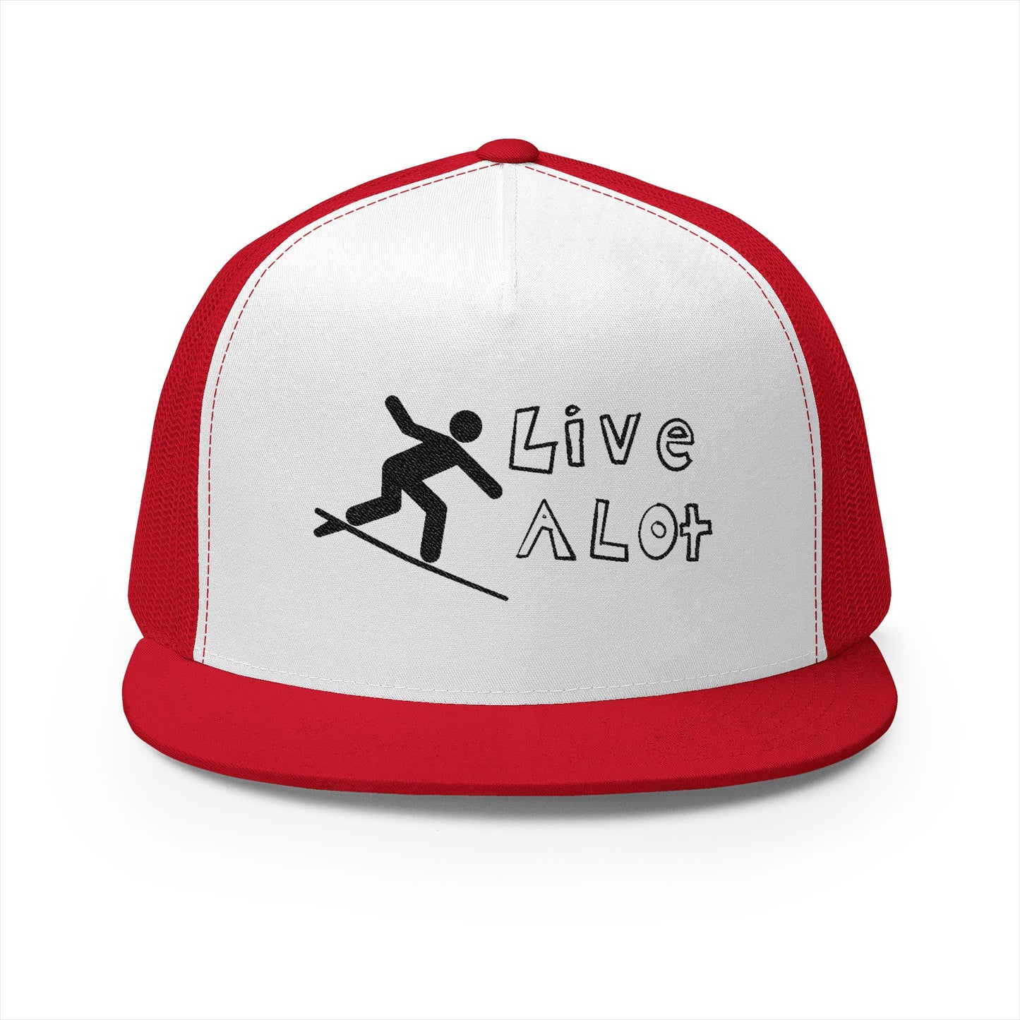 Live A Lot Panel Trucker Cap – Surfer Silhouette Edition