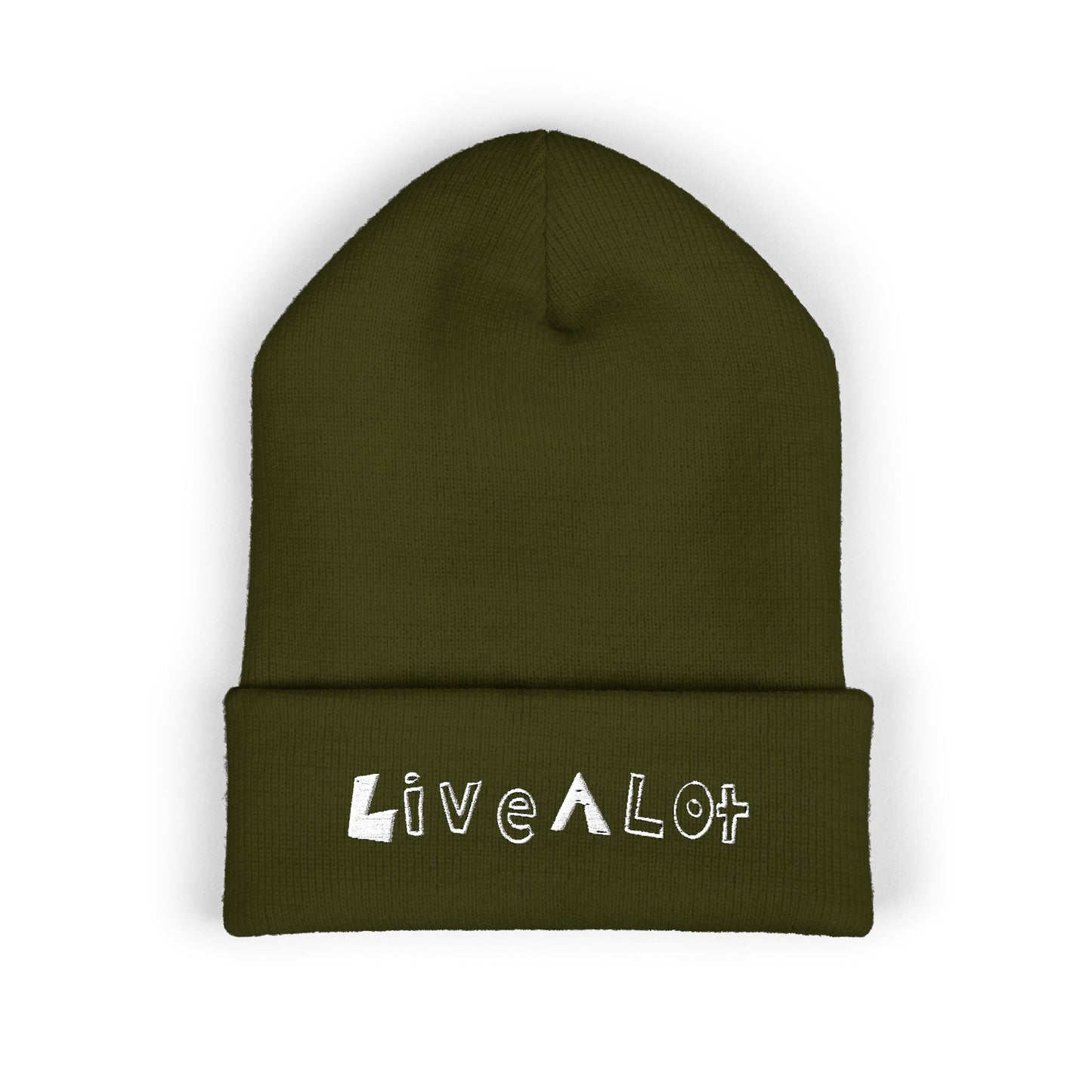 LIVE A LOT - Embroidered Beanie – WHITE (various color options)