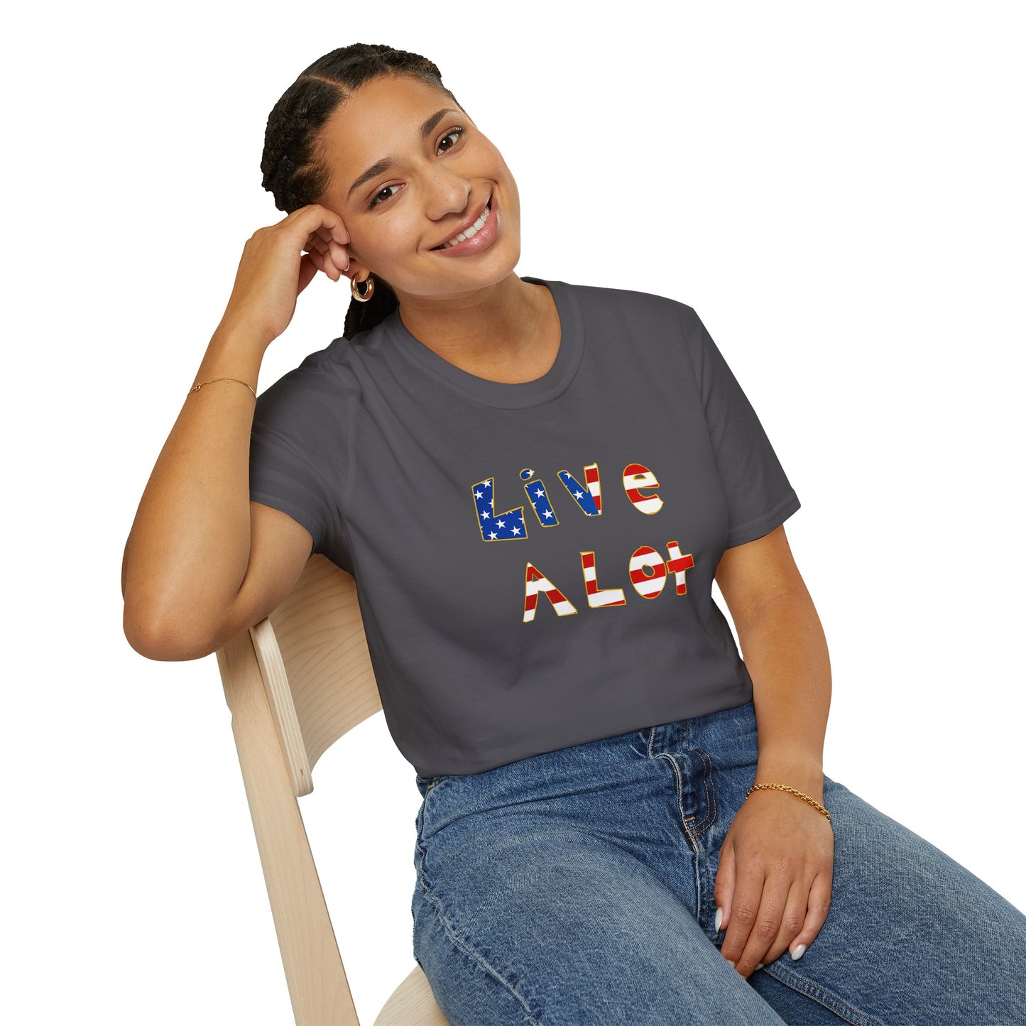 Live A Lot Tee — American Flag Edition (Multiple Color Options)