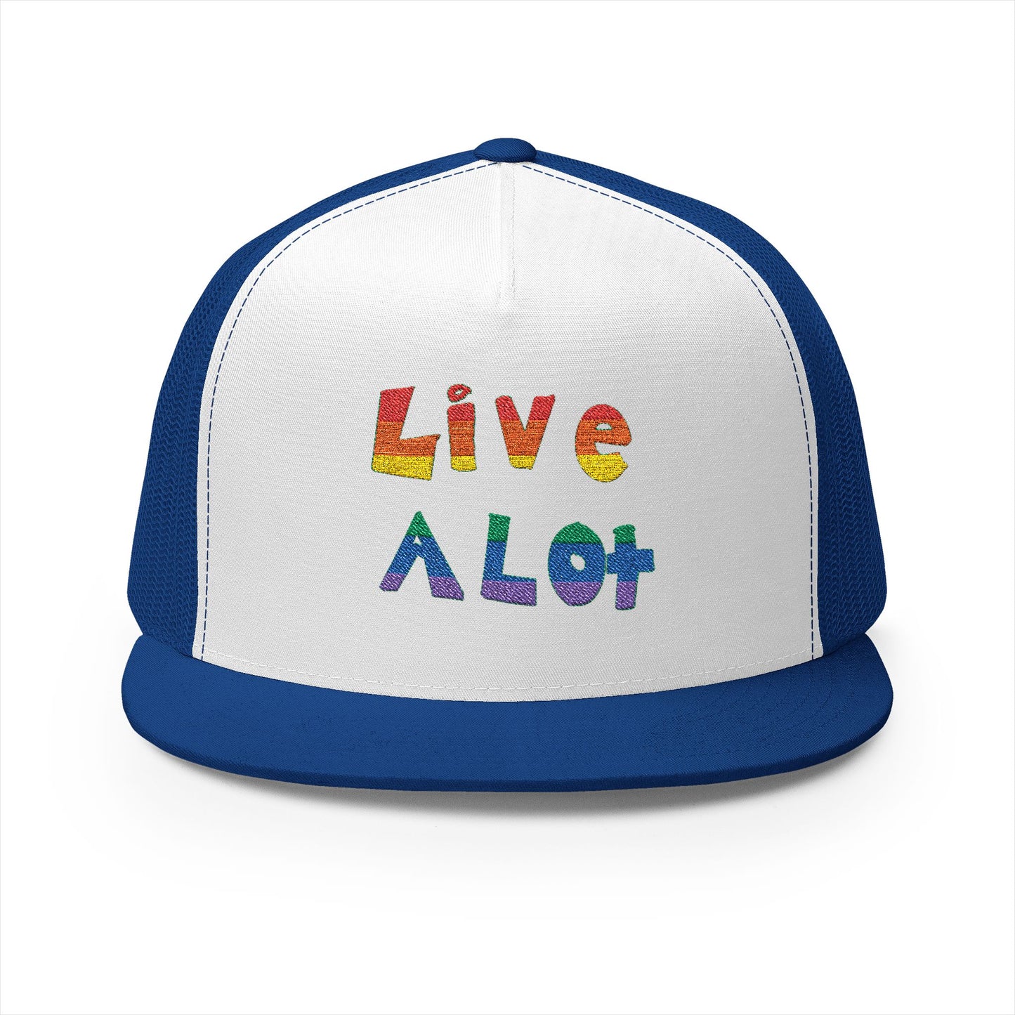 LIVE A LOT – Rainbow / Pride Edition Trucker Cap (multiple color options)