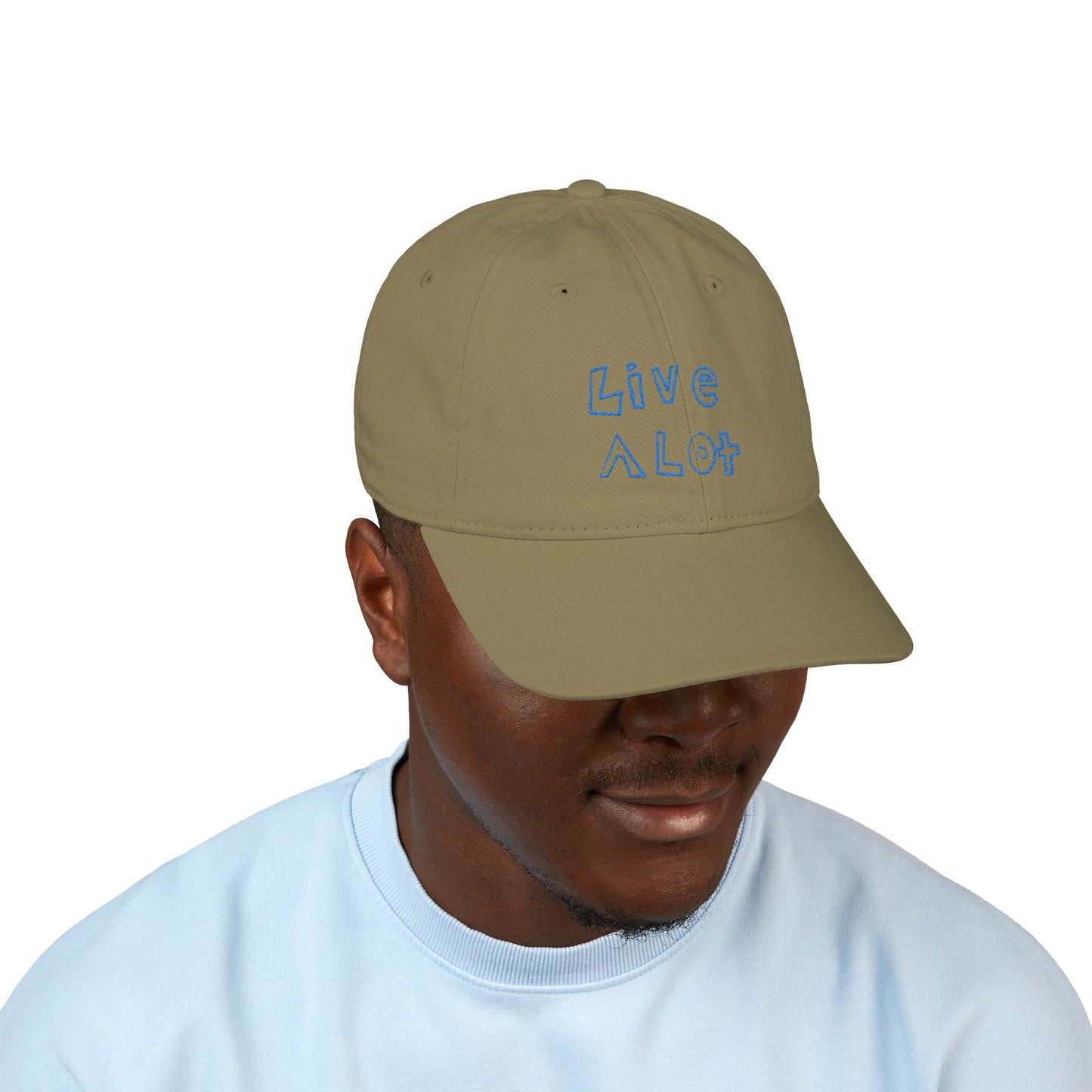 LIVE A LOT - Dad Cap – Bold Blue Embroidery (various color options)