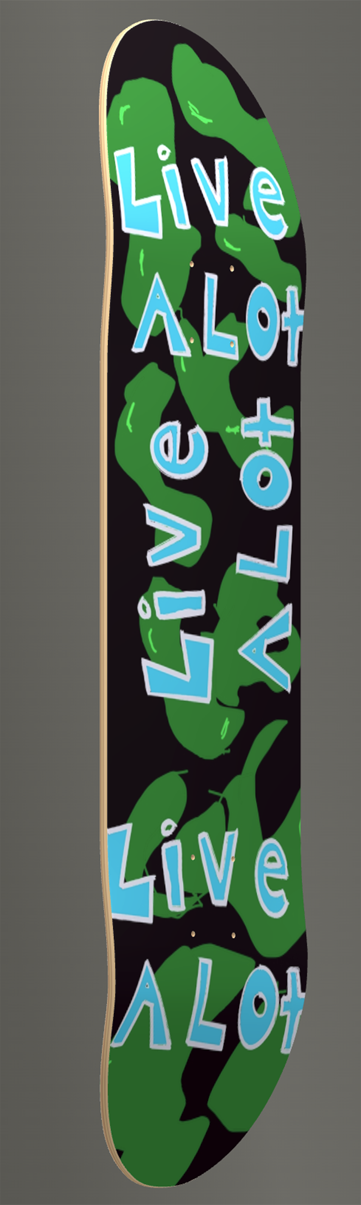 Live A Lot - Green Blob - Skateboard Deck with Custom Griptape! (Sizes available: 7 1/4" - 9")...
