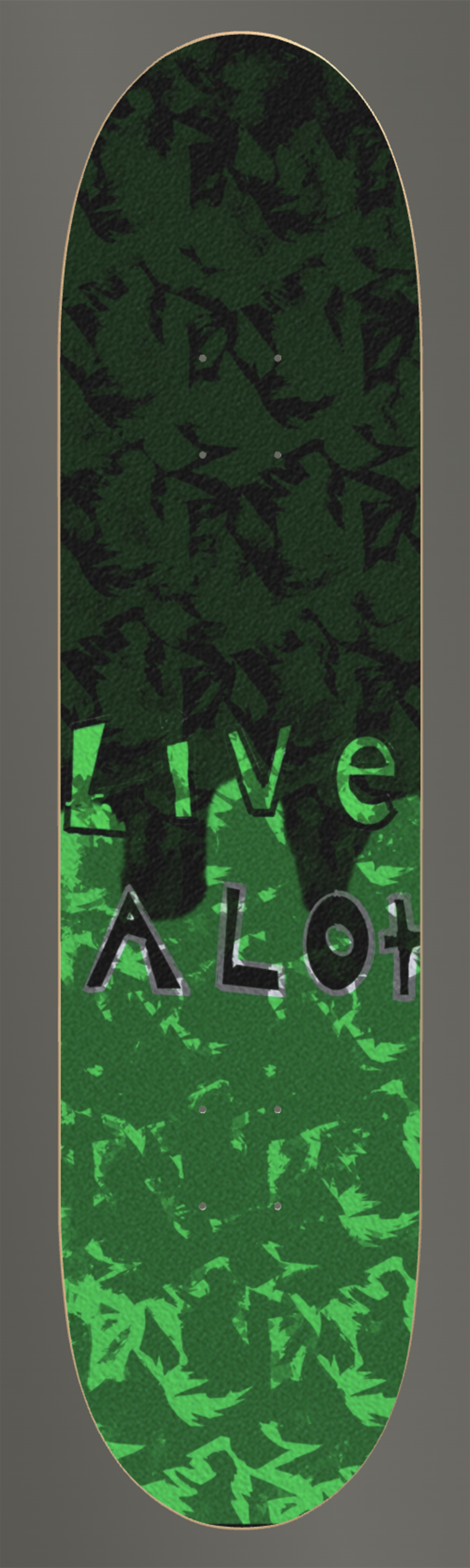 Live A Lot - Green Blob - Skateboard Deck with Custom Griptape! (Sizes available: 7 1/4" - 9")...