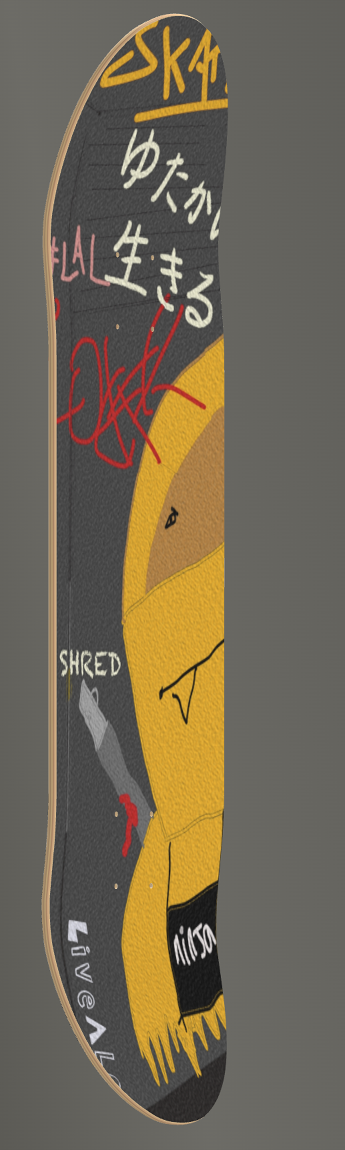 Live A Lot – Fantasy Film Noir Scene – Skateboard Deck with Matching Griptape (Sizes Available 7 1/4" - 9")