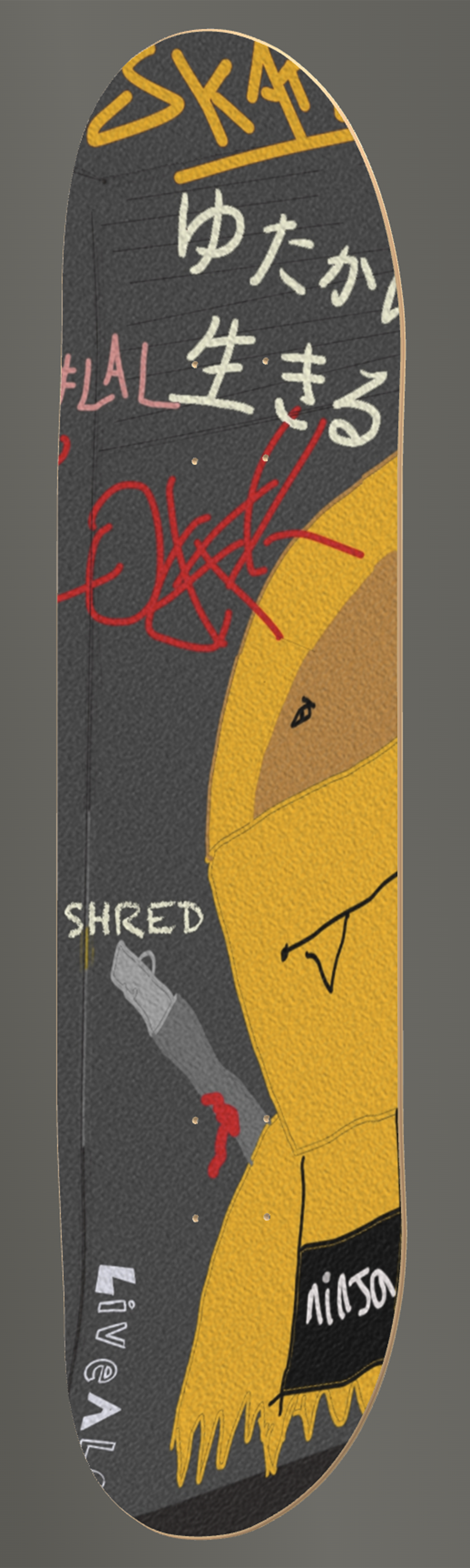 Live A Lot – Fantasy Film Noir Scene – Skateboard Deck with Matching Griptape (Sizes Available 7 1/4" - 9")