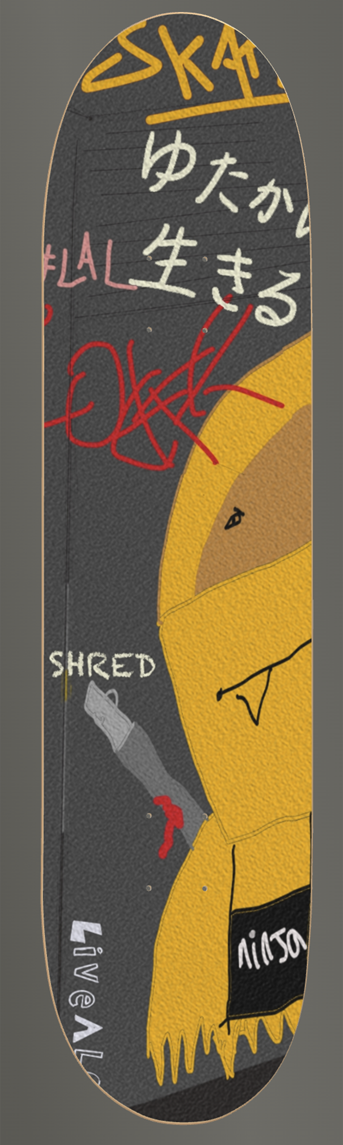 Live A Lot – Fantasy Film Noir Scene – Skateboard Deck with Matching Griptape (Sizes Available 7 1/4" - 9")