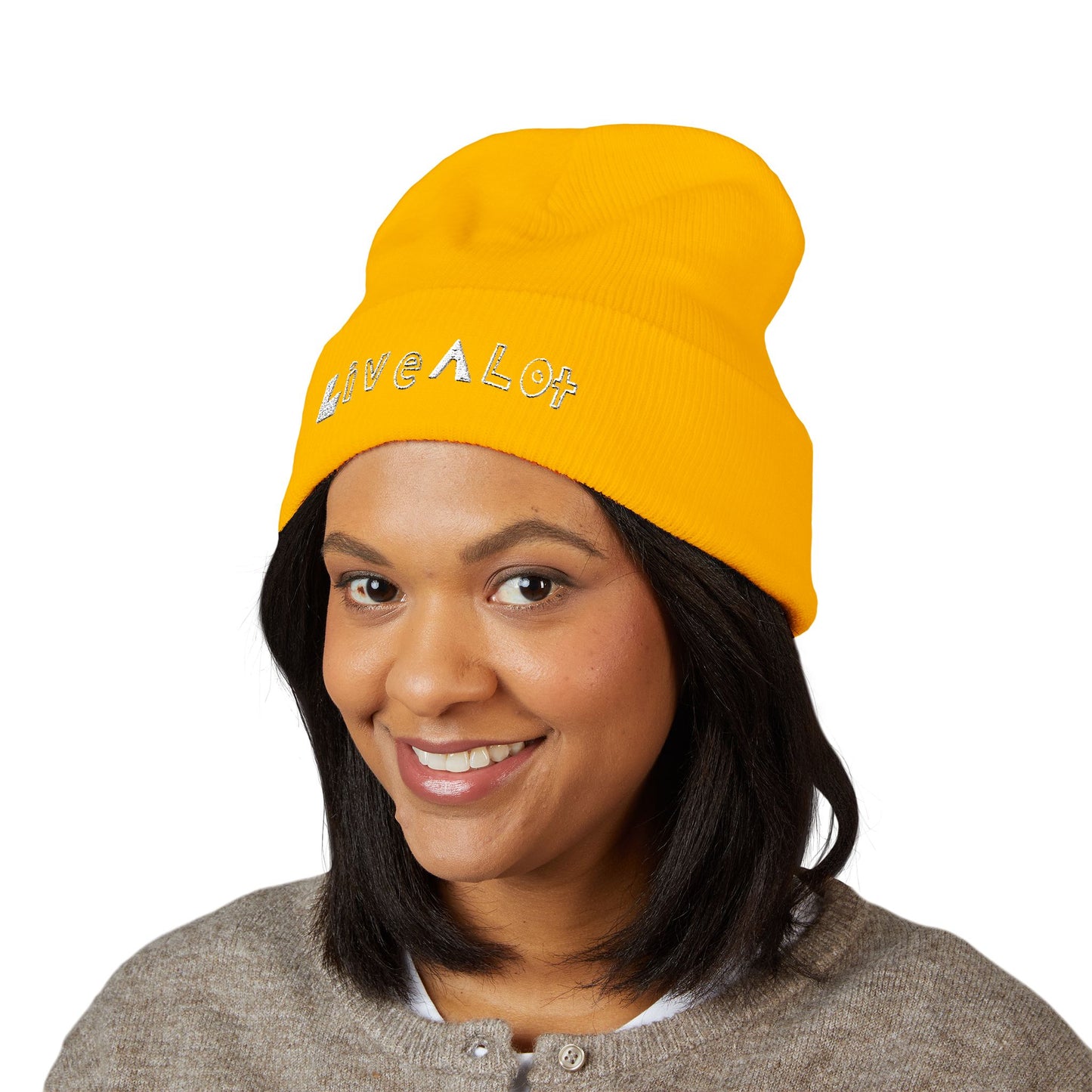 LIVE A LOT - Embroidered Beanie – WHITE (various color options)