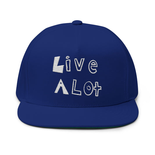 LIVE A LOT – LA – Flat Bill Cap (Royal Blue & White)