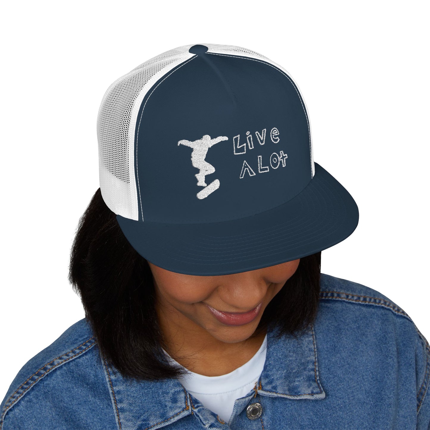 Live A Lot Panel Trucker Cap – Skateboarder Edition