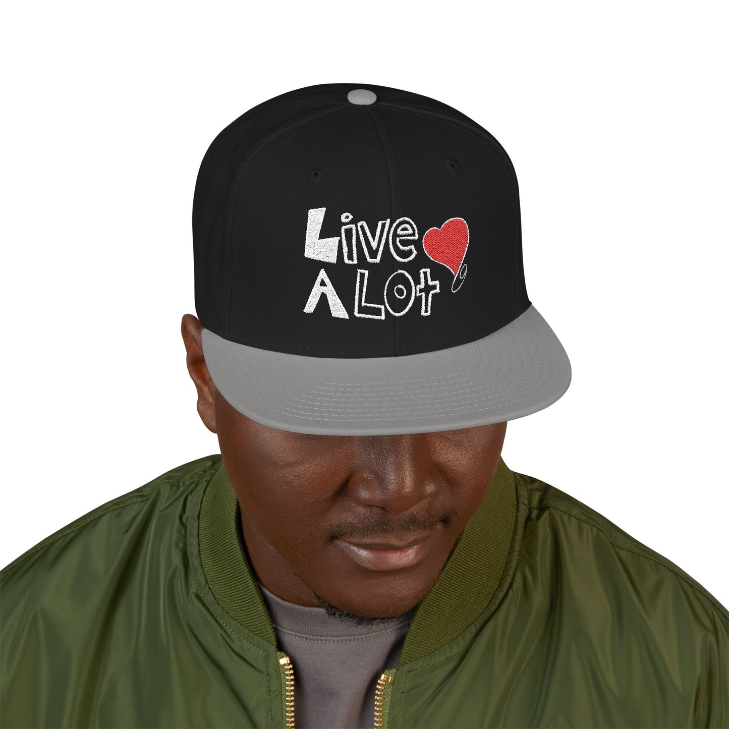 LIVE A LOT (Heart): Snapback Hat (many color combinations)
