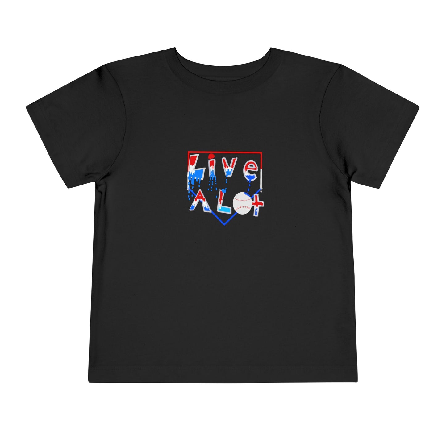 LIVE A LOT Toddler Tee — Red, White & Blue (Home Plate Edition)