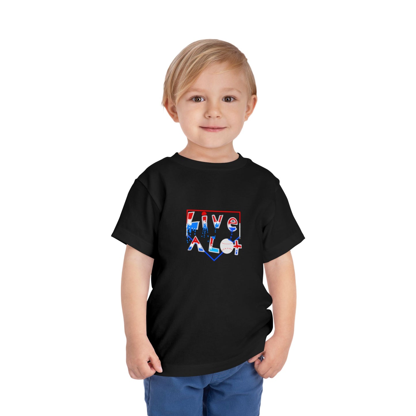 LIVE A LOT Toddler Tee — Red, White & Blue (Home Plate Edition)