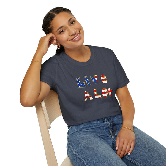 Live A Lot Tee — American Flag Edition (Multiple Color Options)