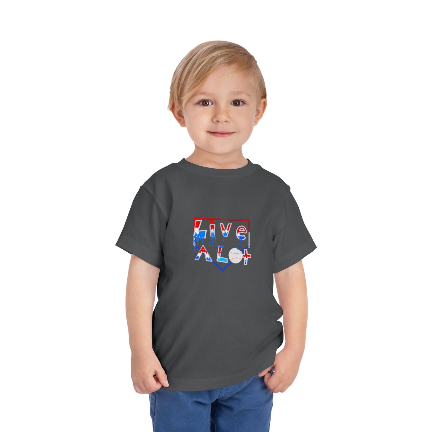 LIVE A LOT Toddler Tee — Red, White & Blue (Home Plate Edition)