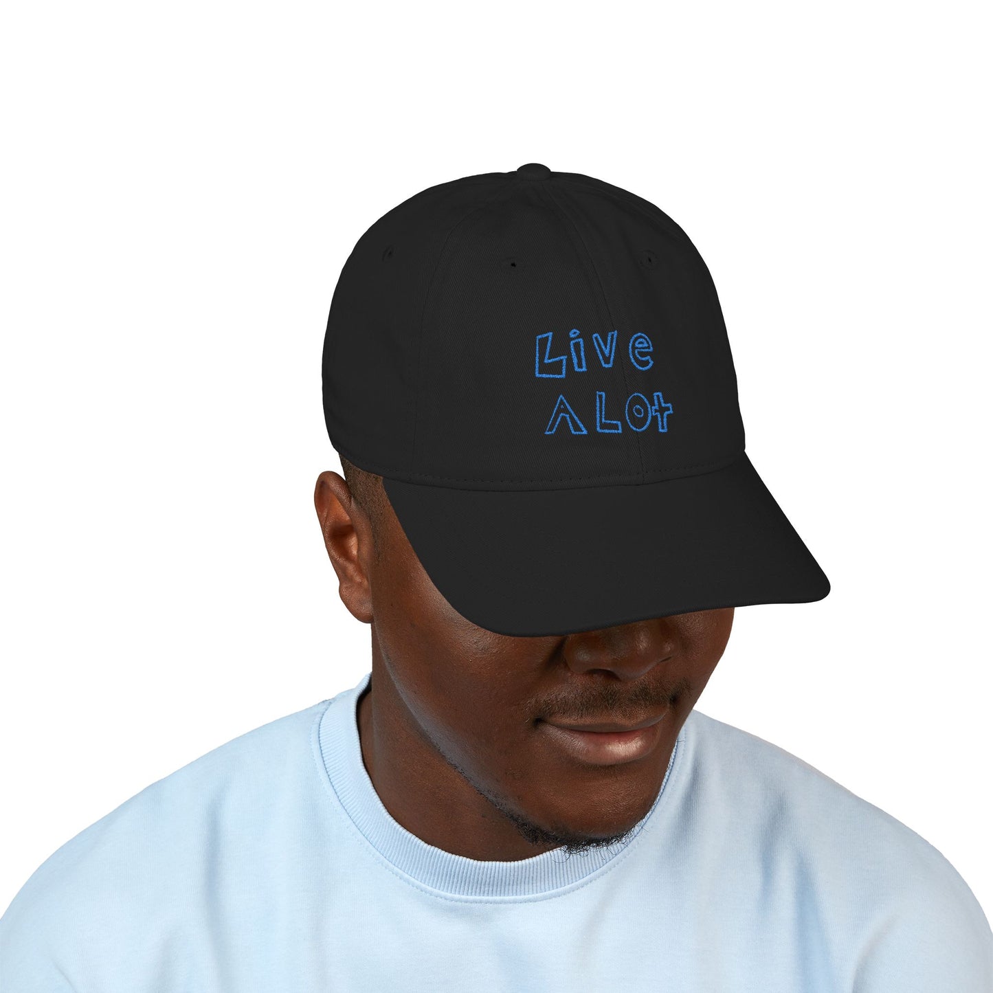 LIVE A LOT - Dad Cap – Bold Blue Embroidery (various color options)